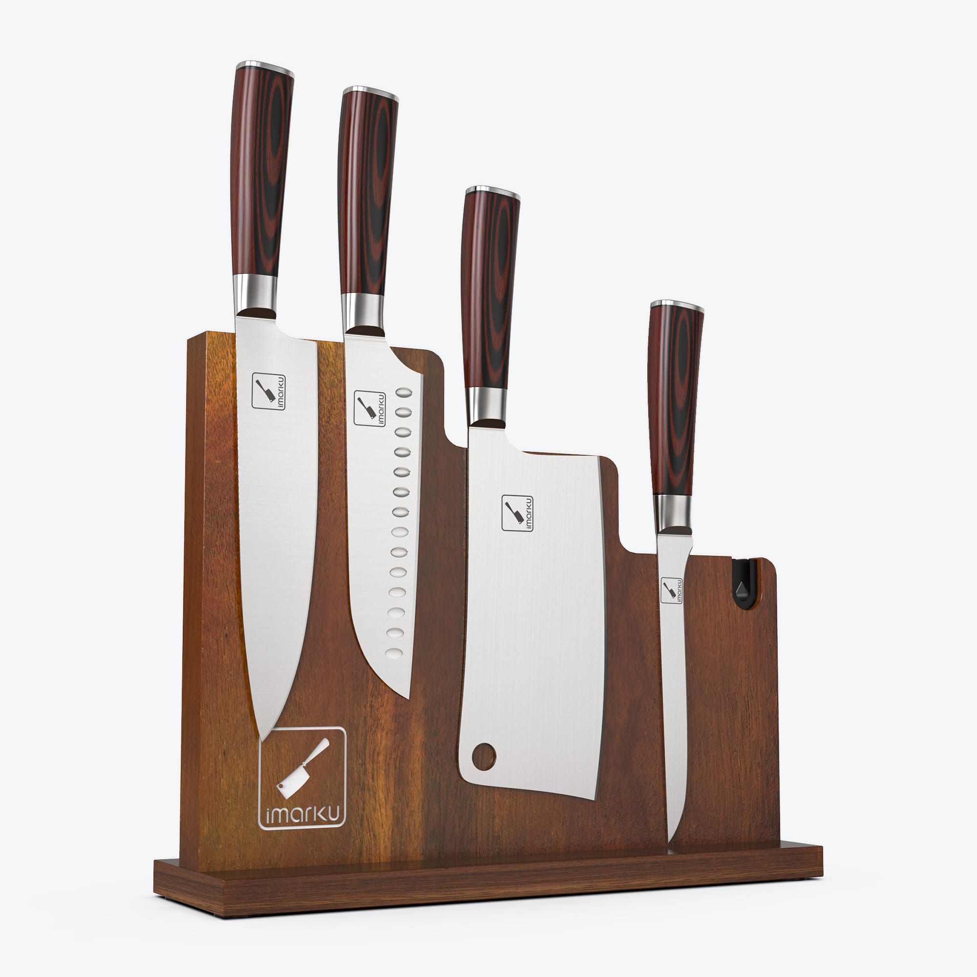 imarku 4 piece kitchen starter knife set with wooden magnetic block