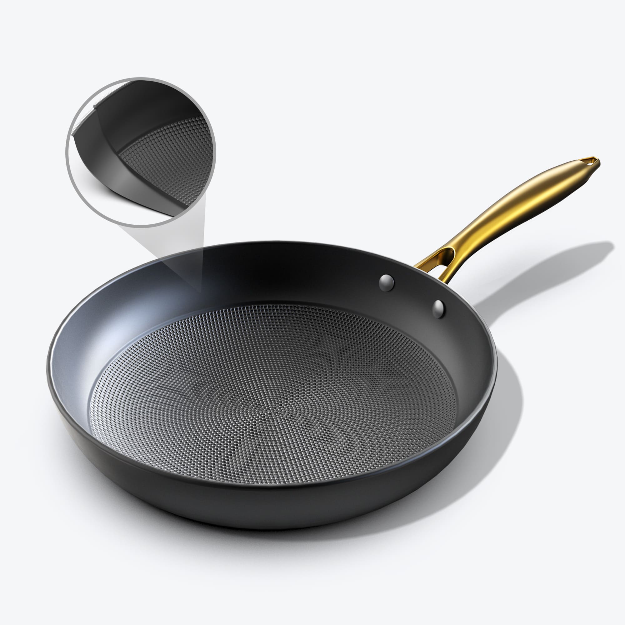 imarku cast iron frying skillet with golden handle