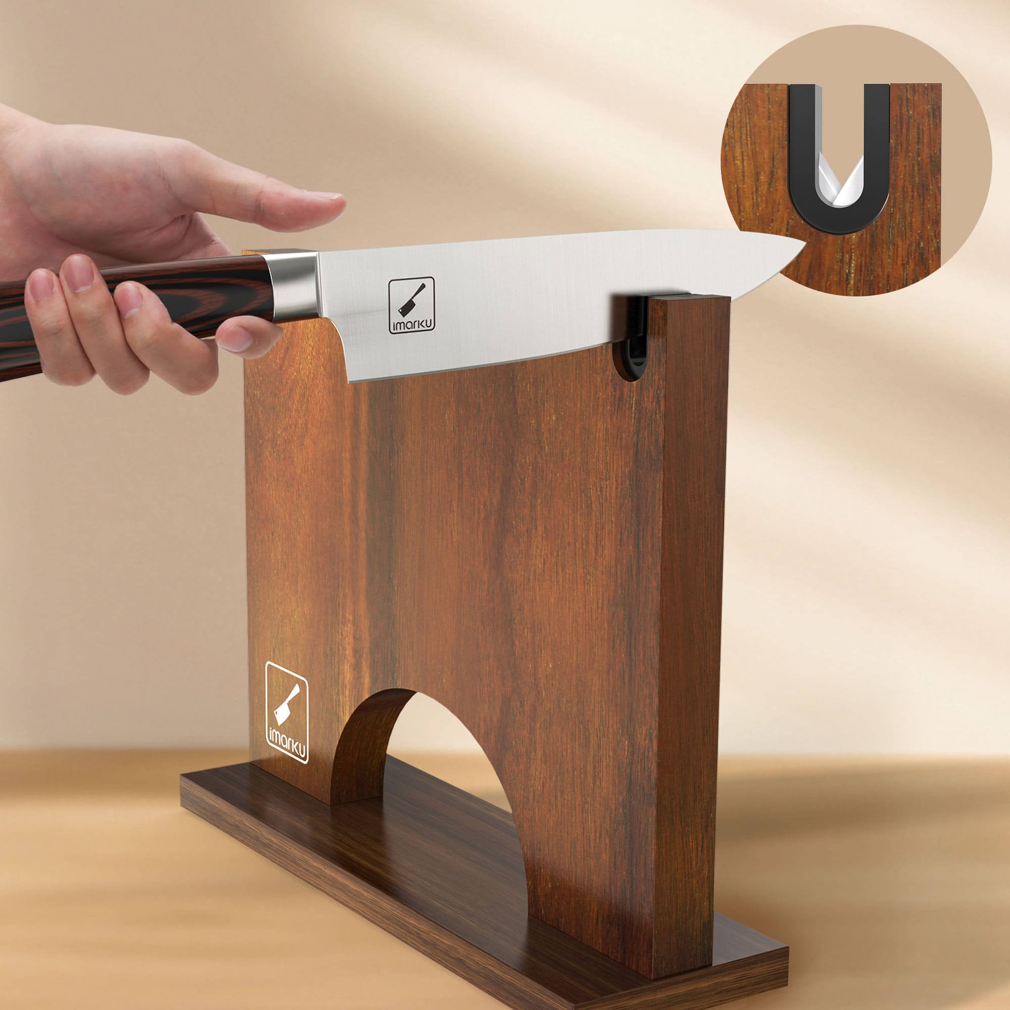 imarku magnetic knife holder with knife sharpener