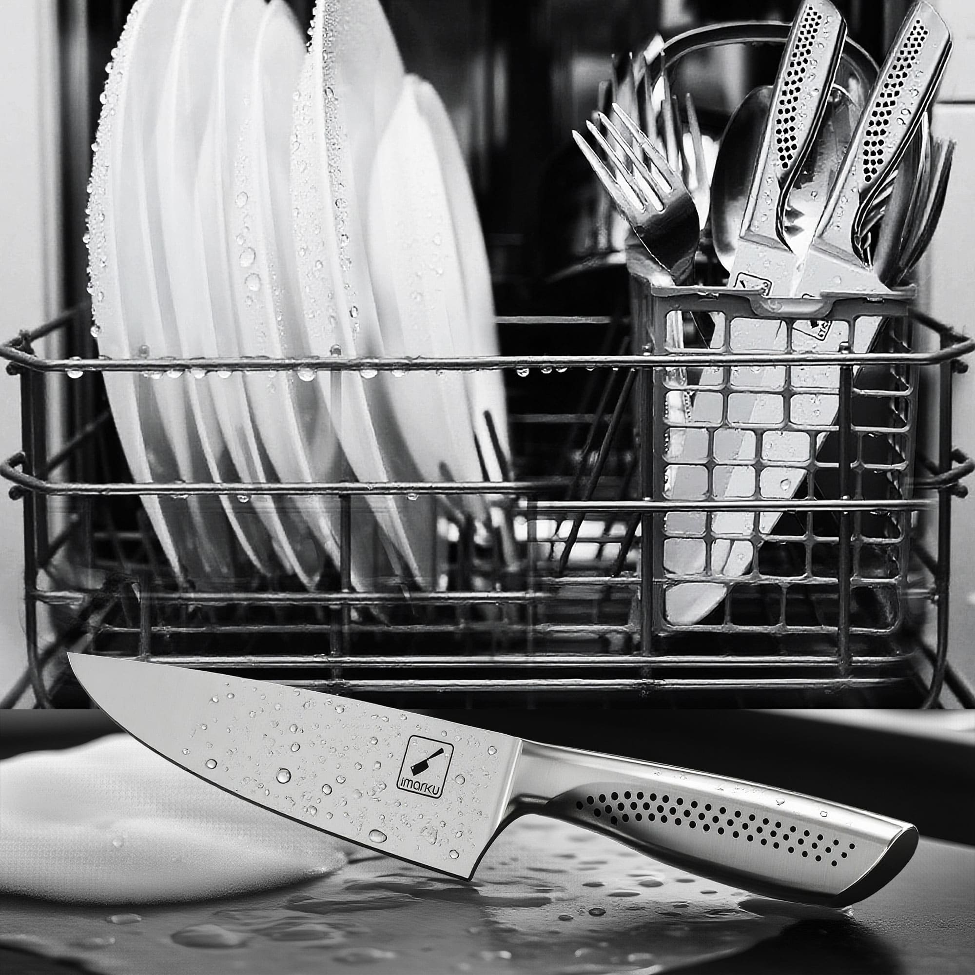 Frying Pan Set with Golden Handle & Ultra Sharp Knife Set - IMARKU