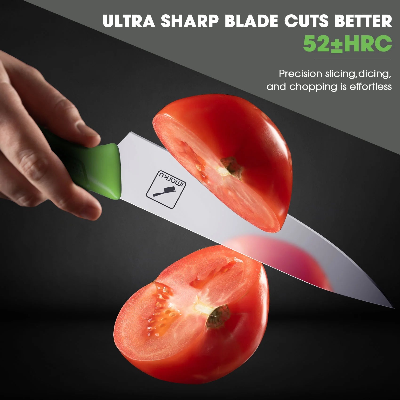 Green Knife Set with Stainless Steel Blades PP Handles - IMARKU