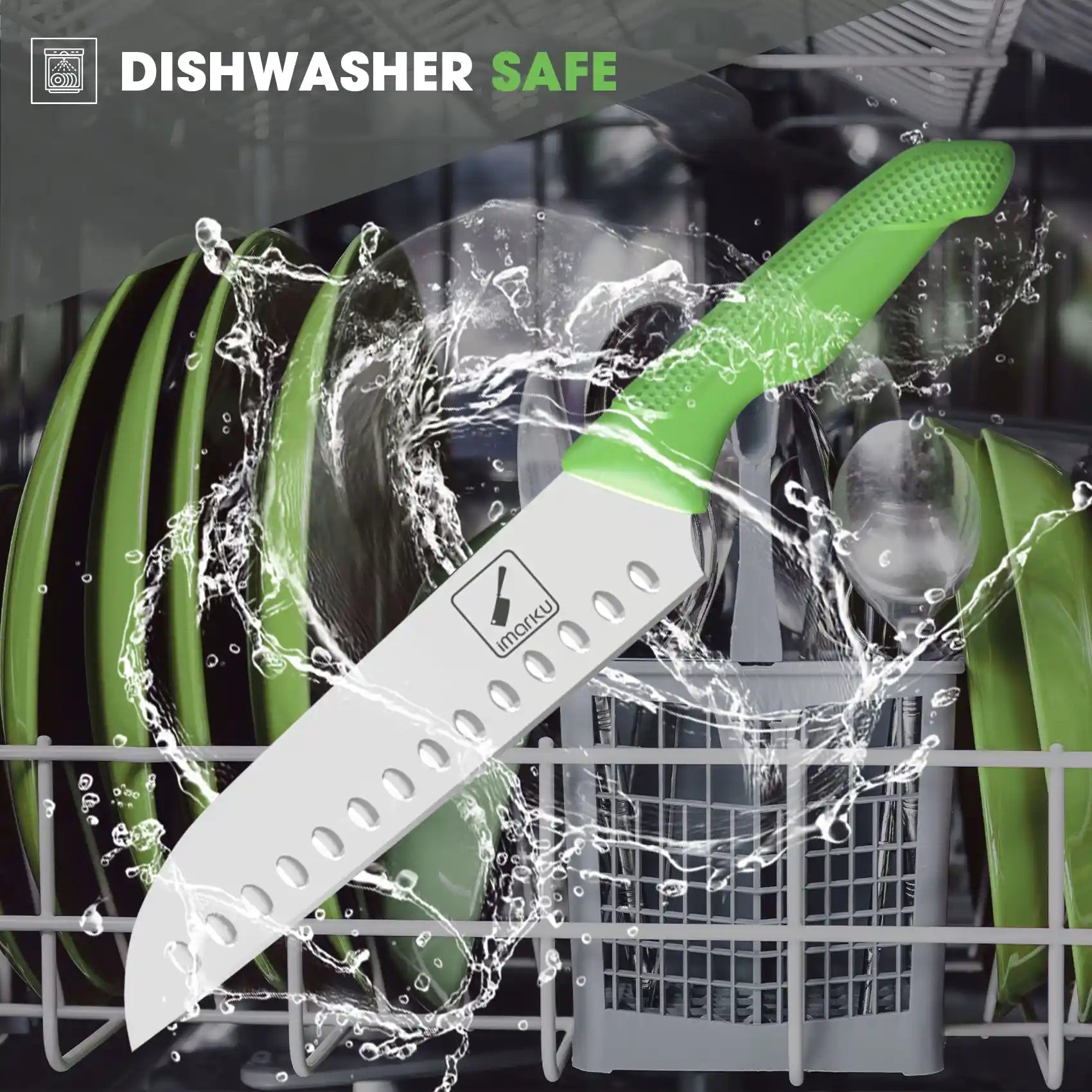 Green Knife Set with Stainless Steel Blades PP Handles - IMARKU