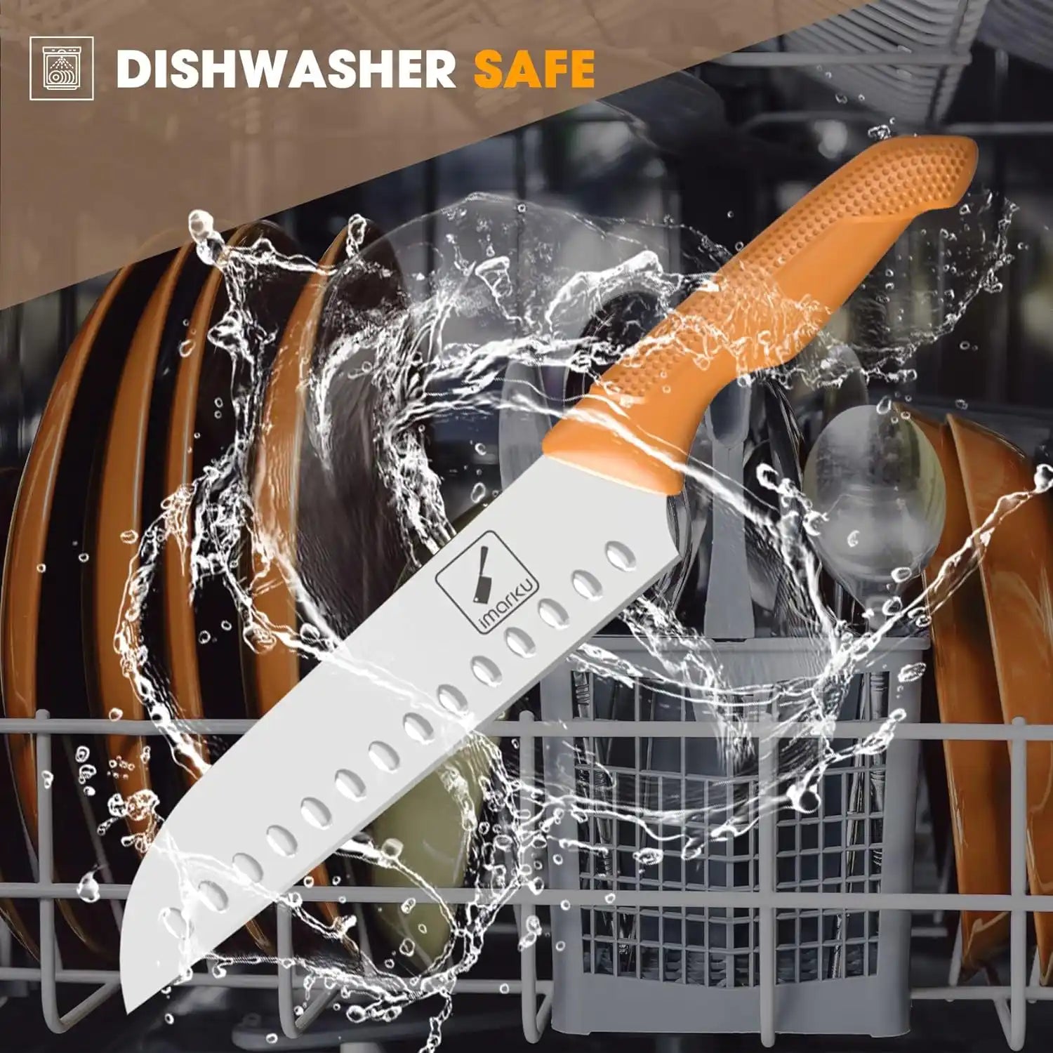 Orange Knife Set with Stainless Steel Blades PP Handles
