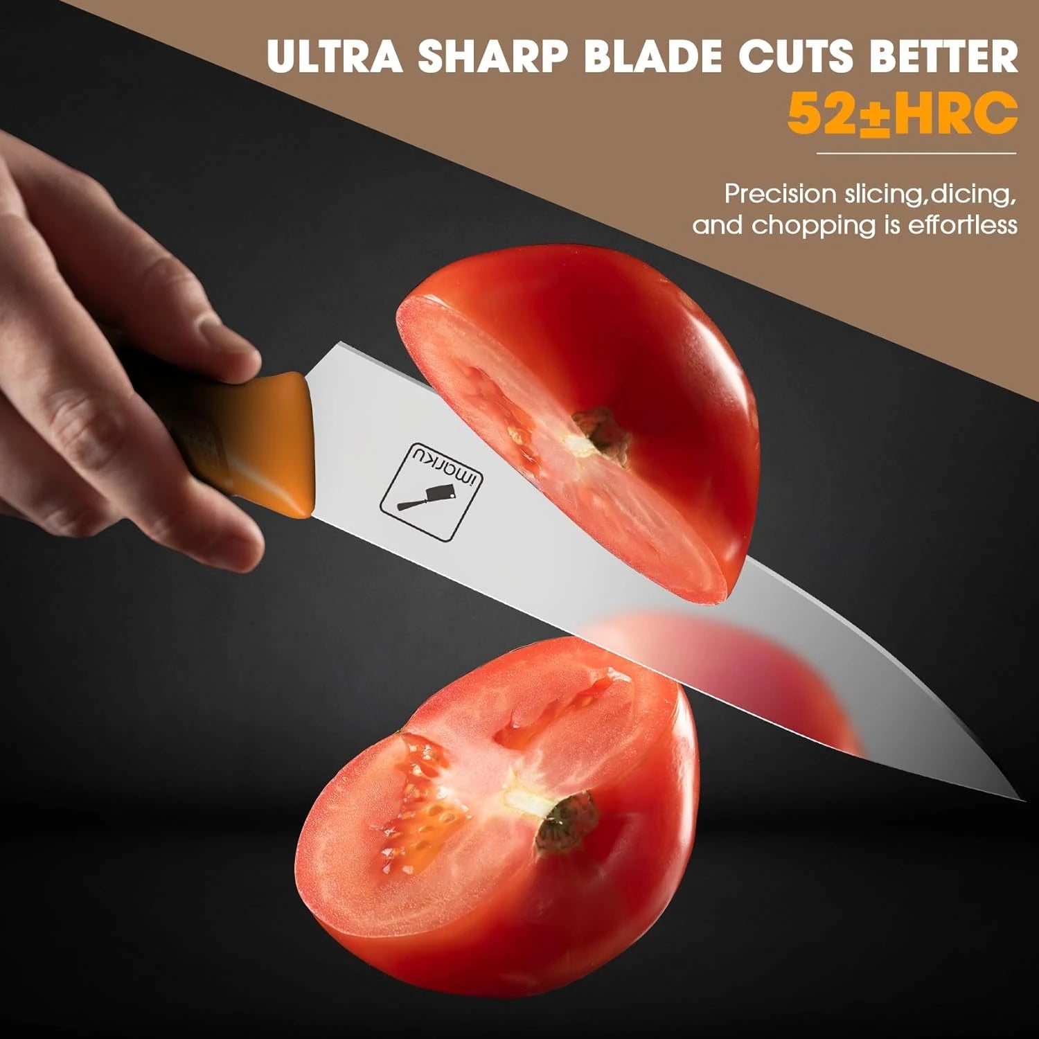 Orange Knife Set with Stainless Steel Blades PP Handles