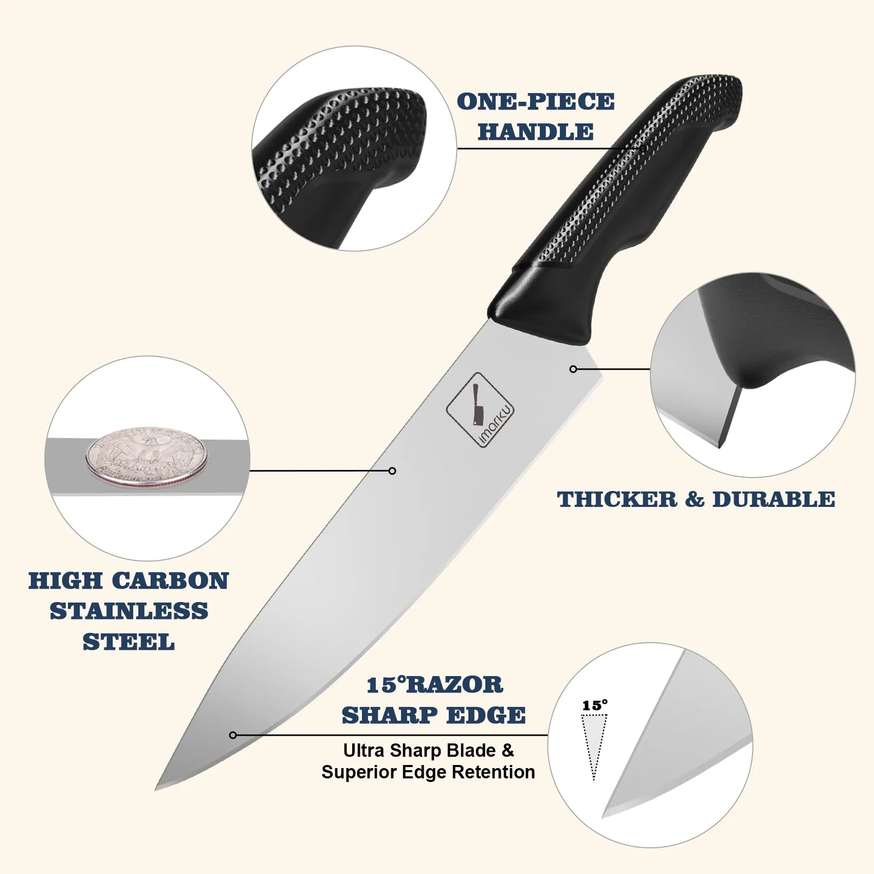 16 Pcs Knife Block Set with Ergonomic Black Handle and Sharpening Rods