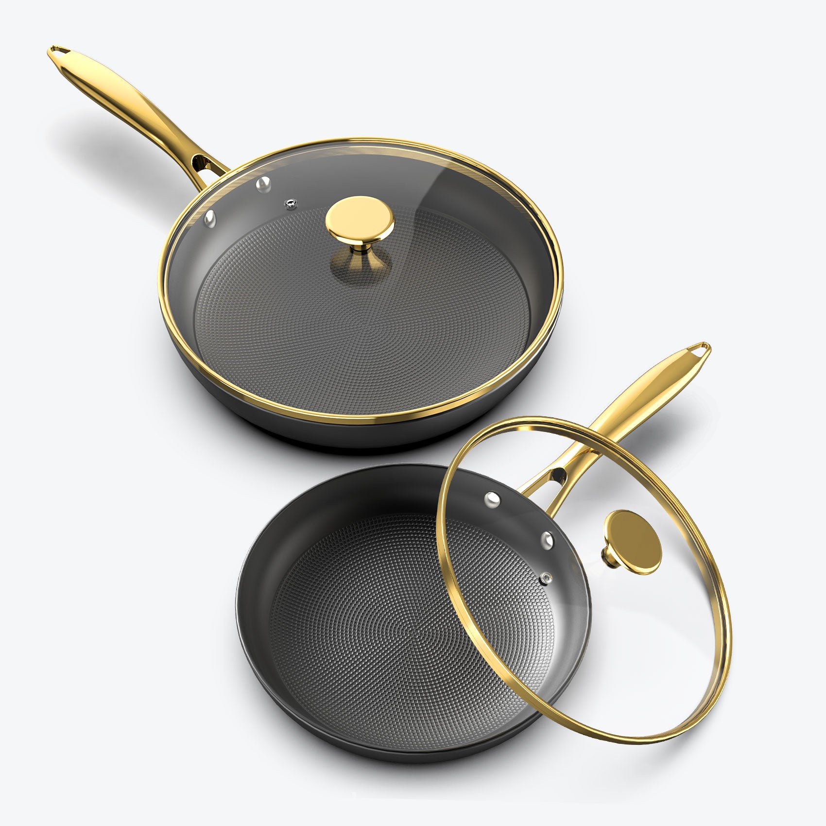 imarku 10 inch and 12 inch frying pan set with lids