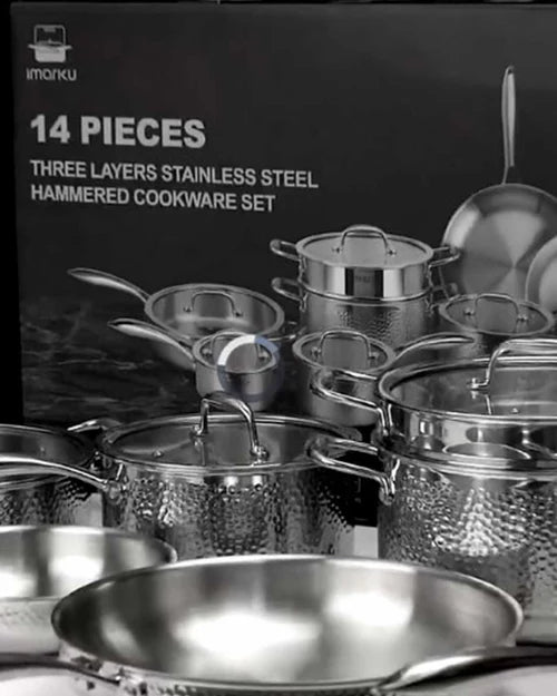 imarku three layers steel kitchen cookware