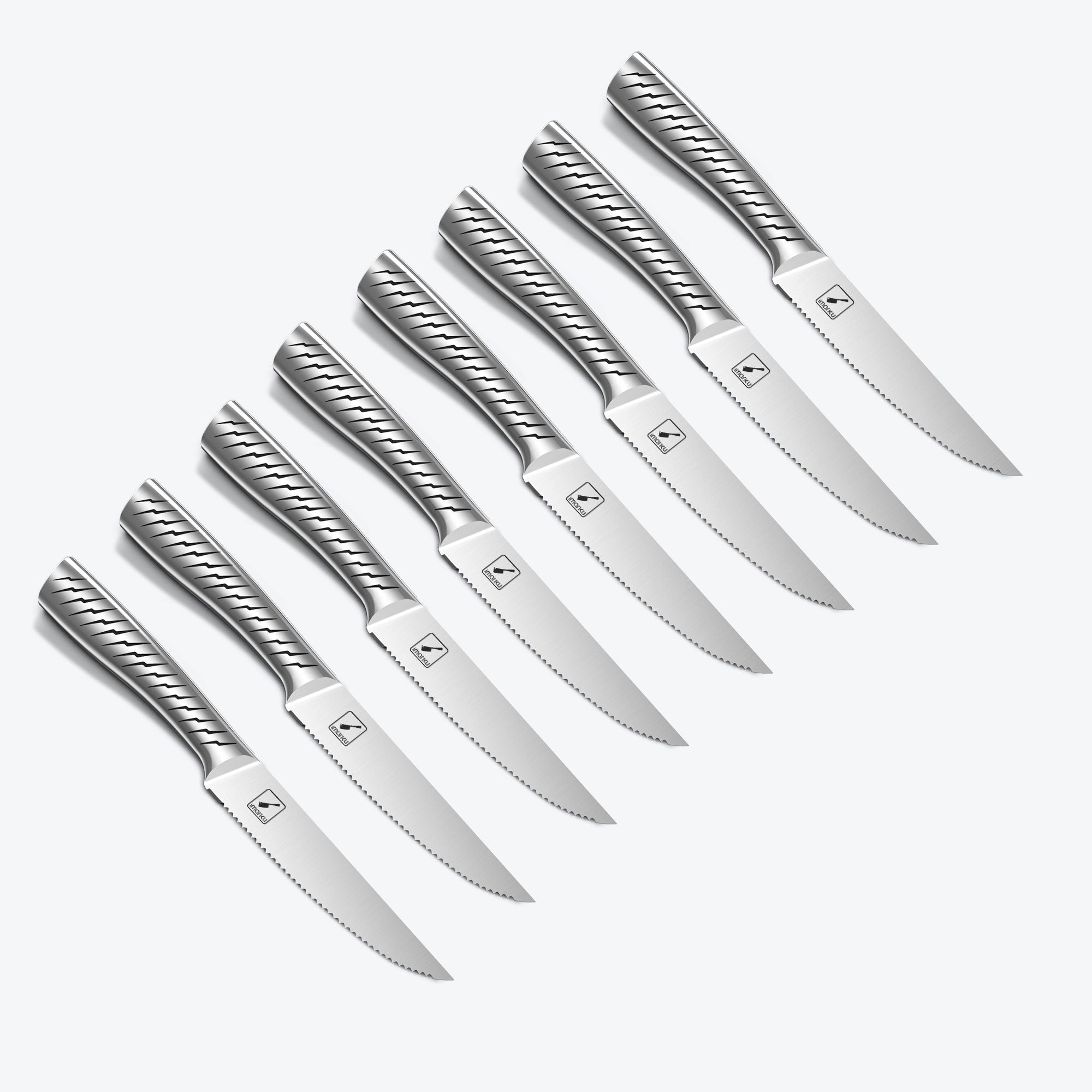 imarku 8pc serrated steak knives with stainless steel handle
