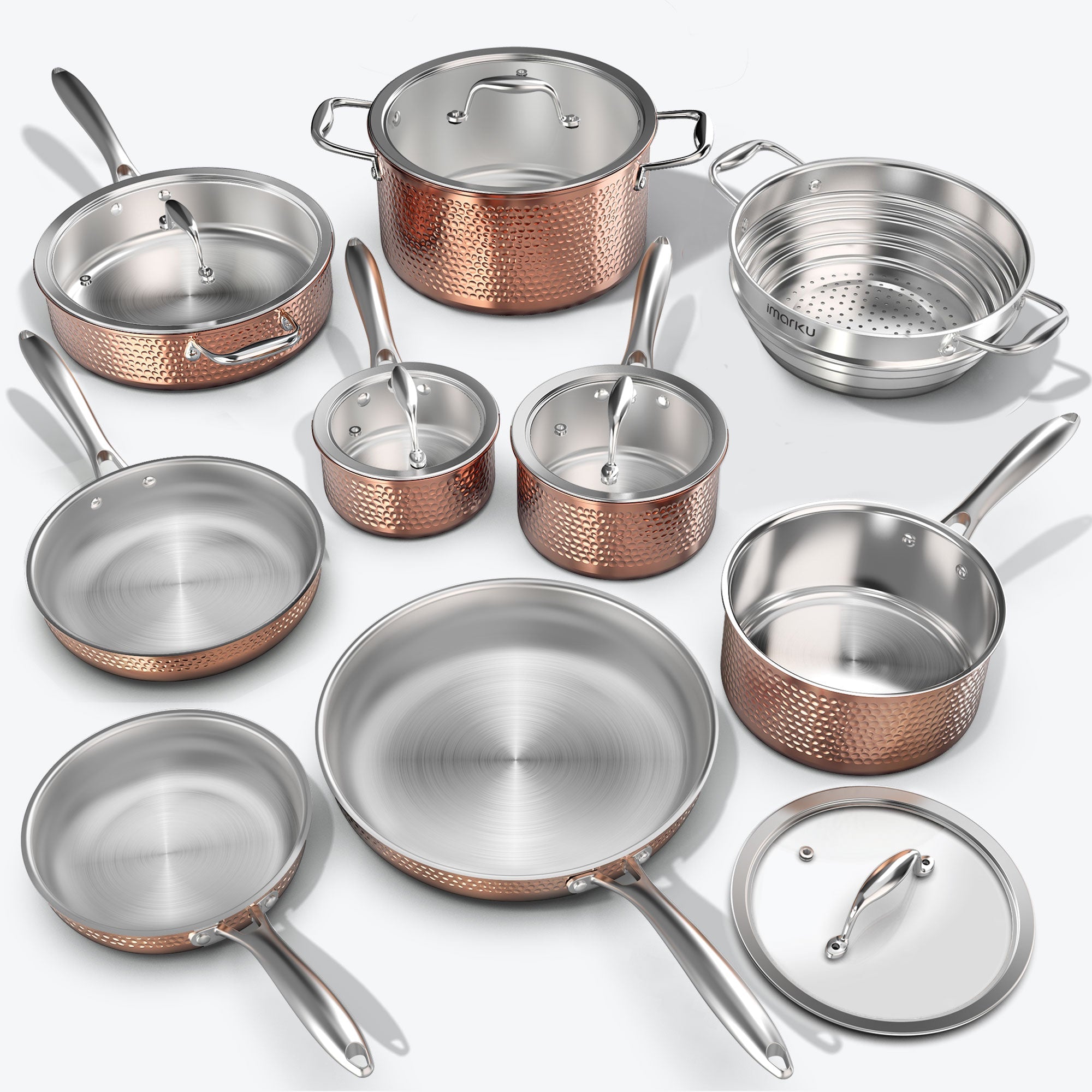 imarku 2024 14 pcs best stainless steel cookware set