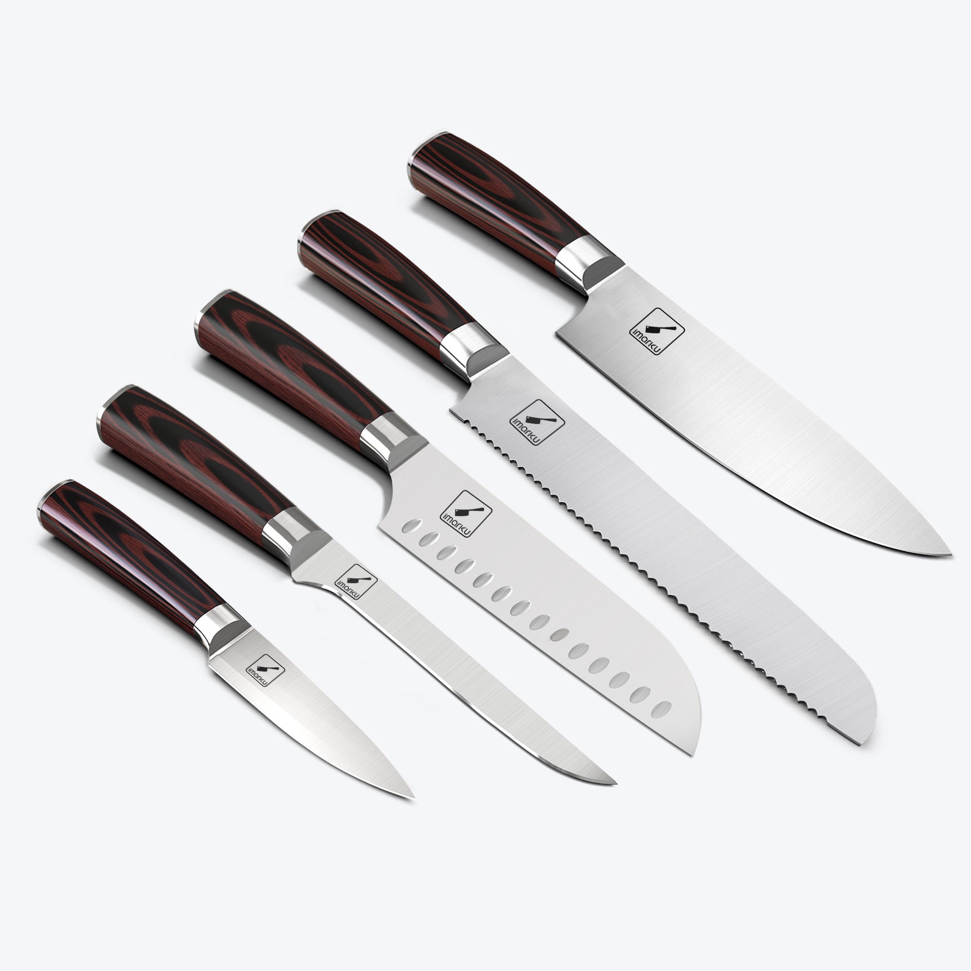imarku Japanese chef knife set with wooden handle