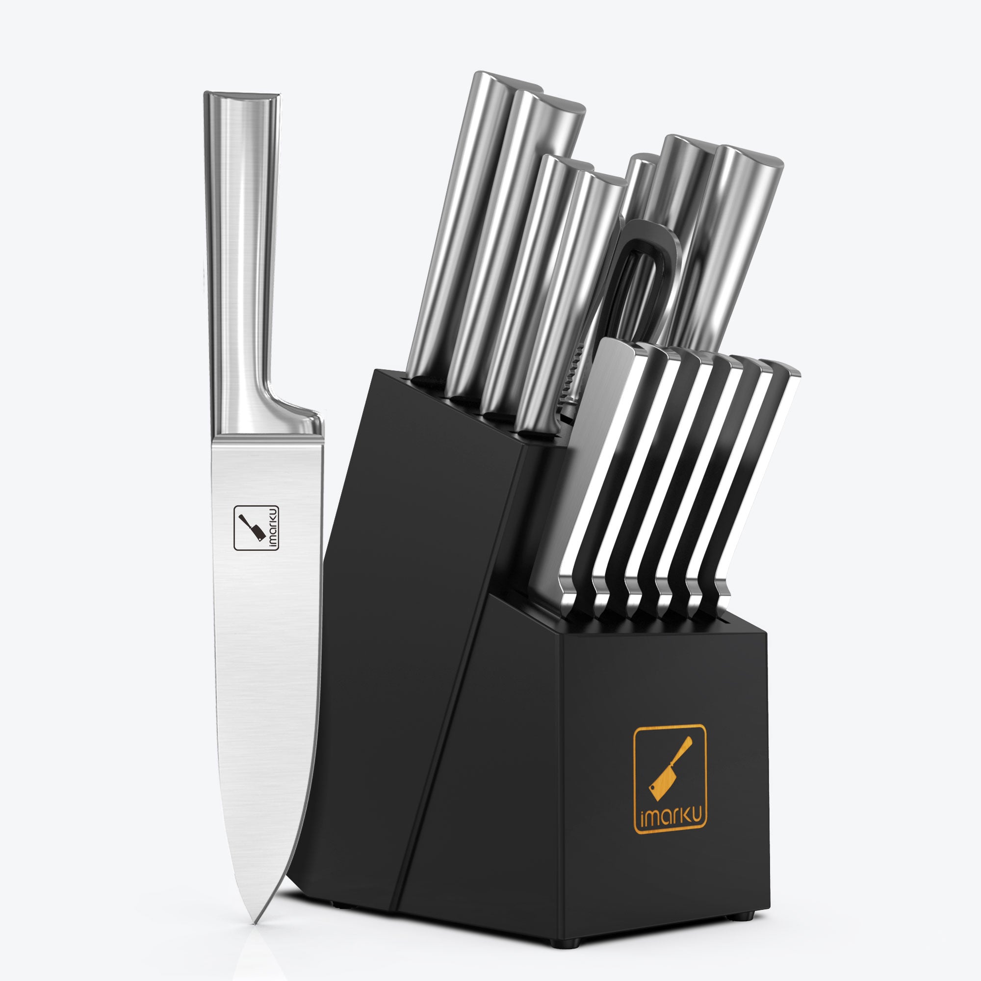 imarku 15pc kitchen chef knife set with black block