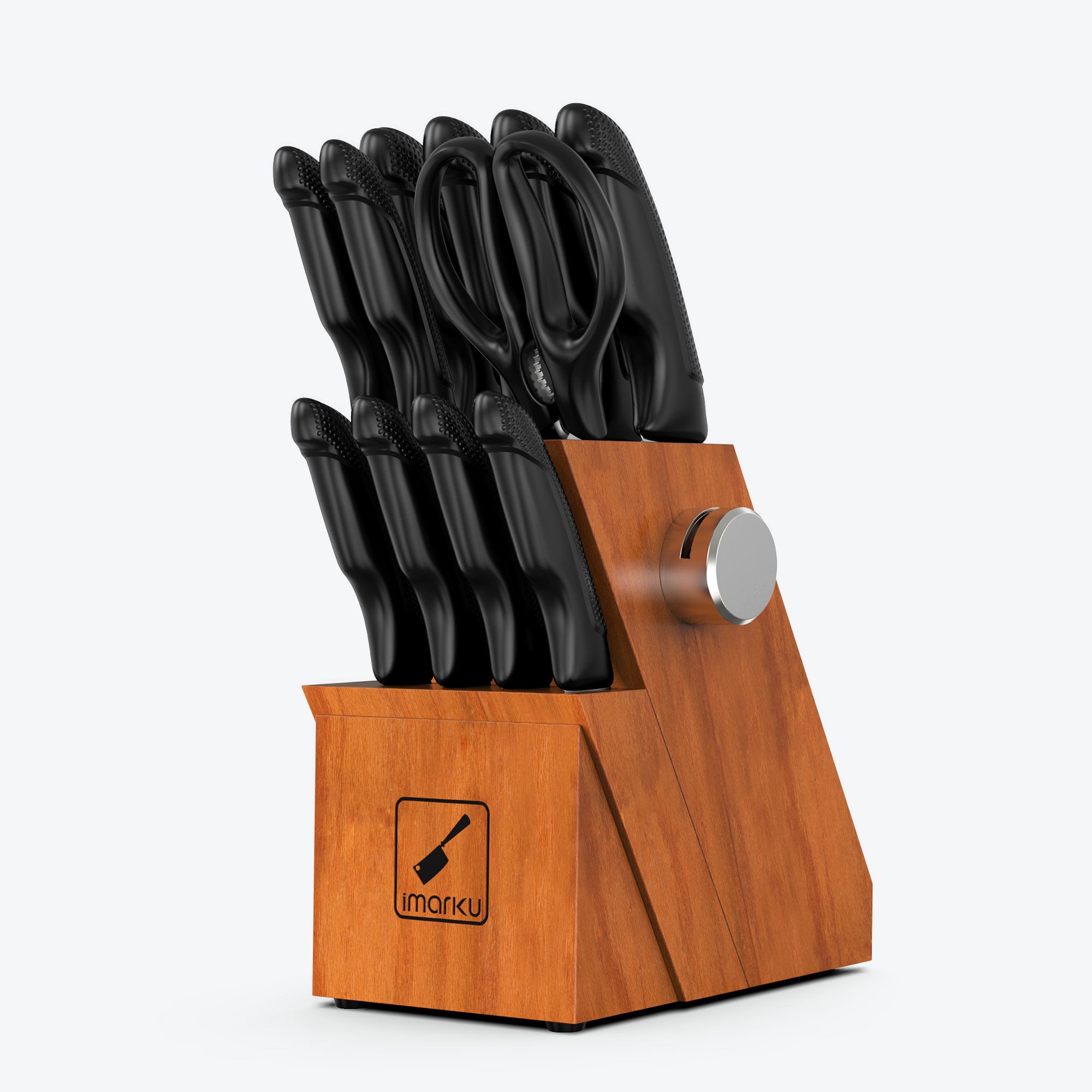 imarku stainless steel blades knife set with block