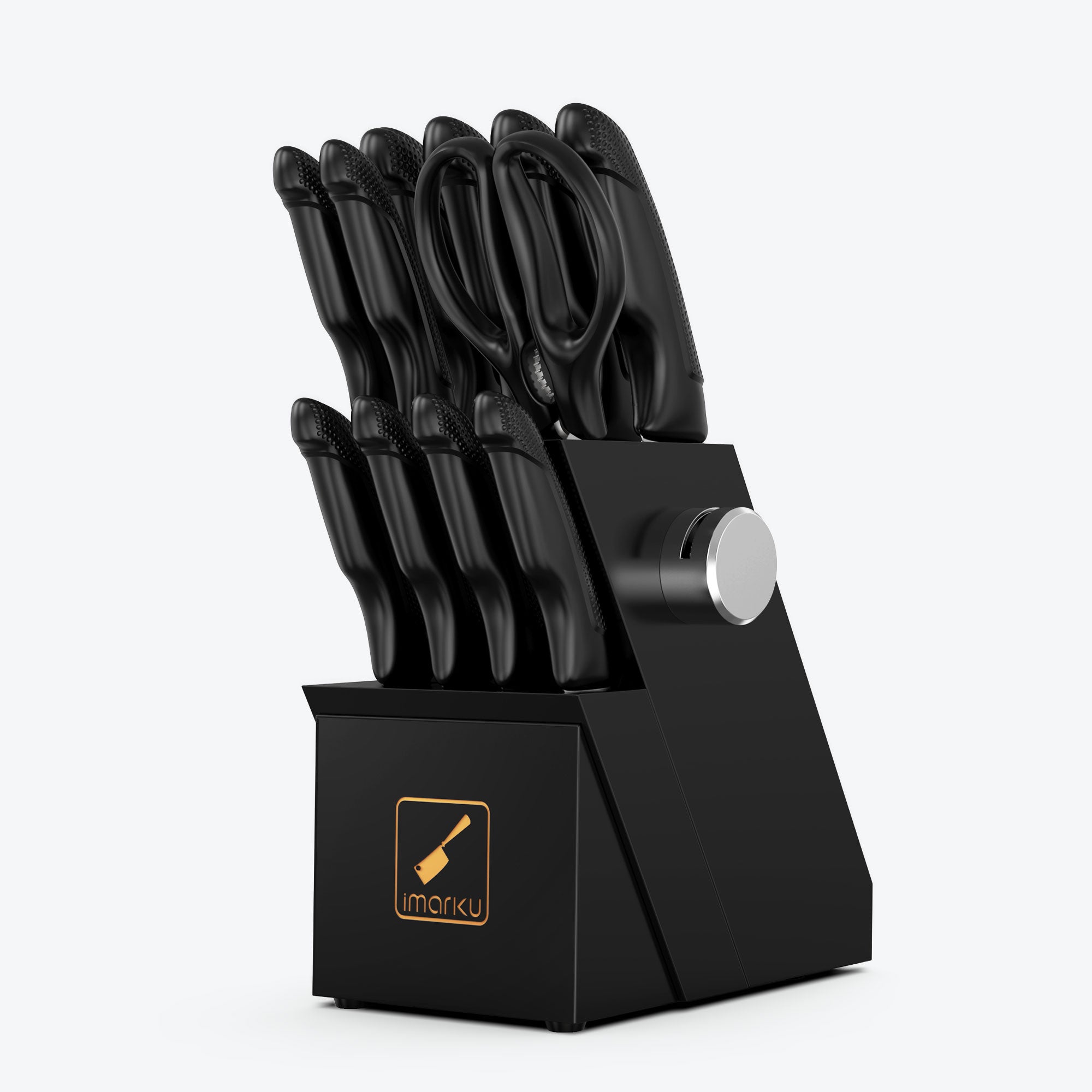 imarku black knife set with polypropylene handle