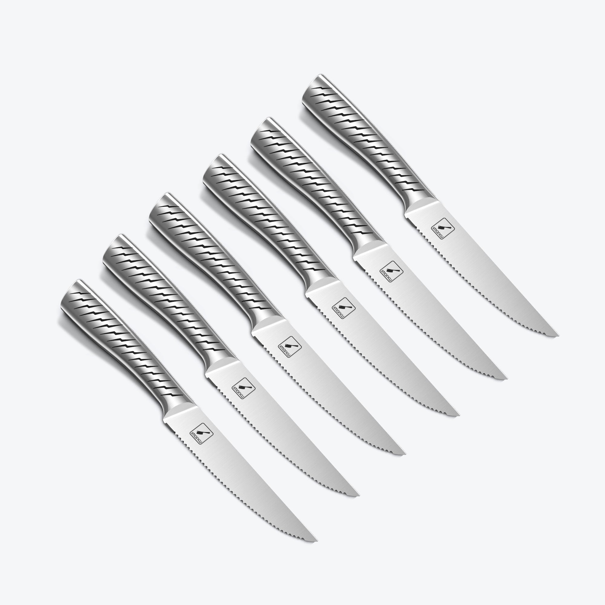 imarku 6pc serrated steak knives with stainless steel blades