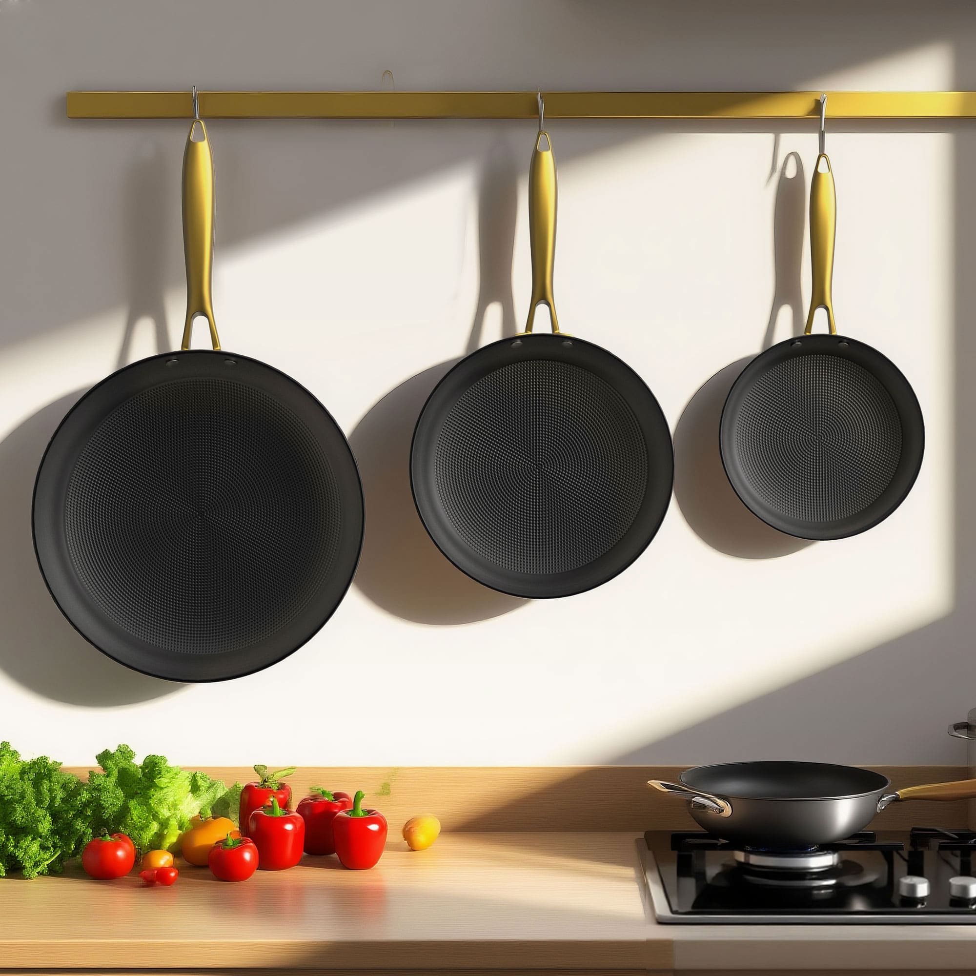 imarku cast iron nonstick fry pan with golden handle