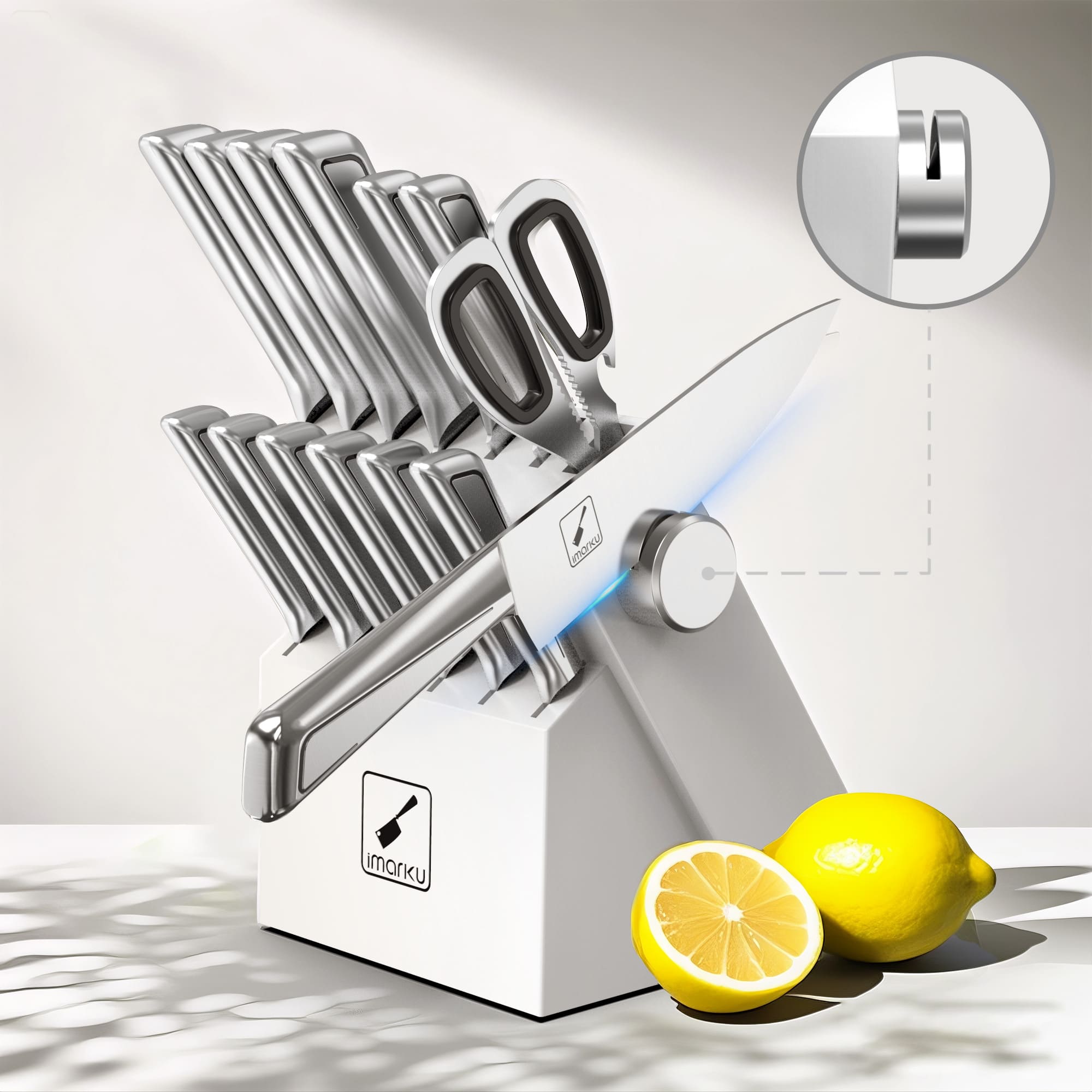 imarku chef knife set with built-in sharpener