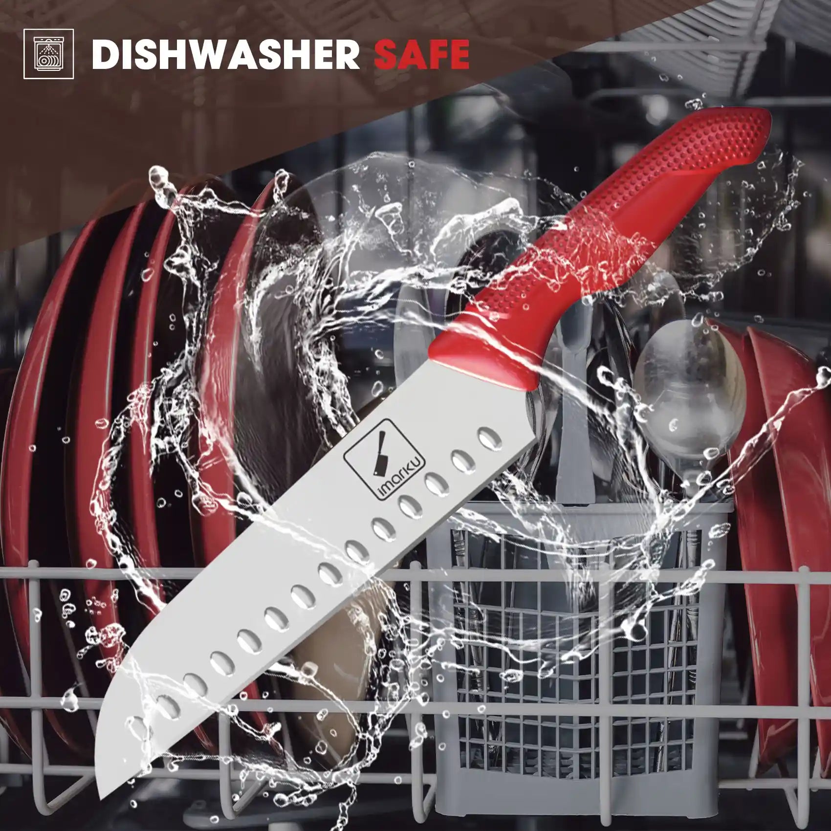 Red Knife Set with Stainless Steel Blades PP Handles