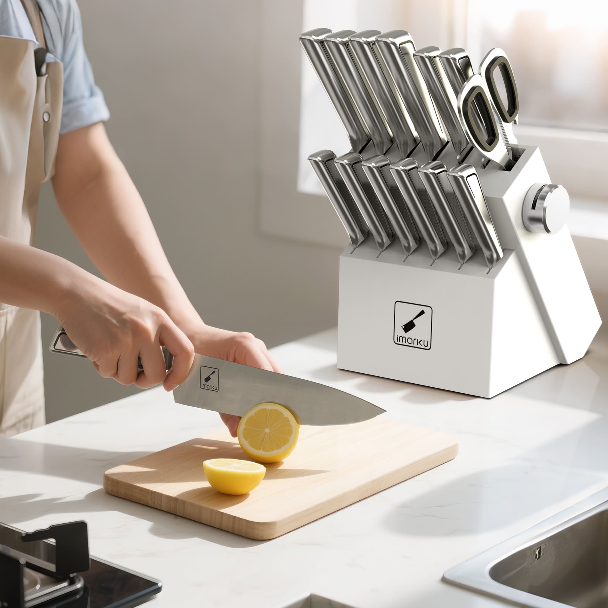 imarku white chef knife set