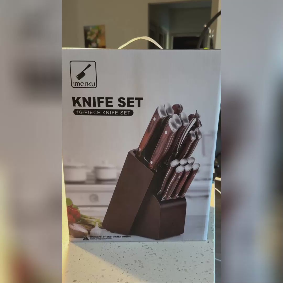 imarku customer video for 16 pcs kitchen knife block set