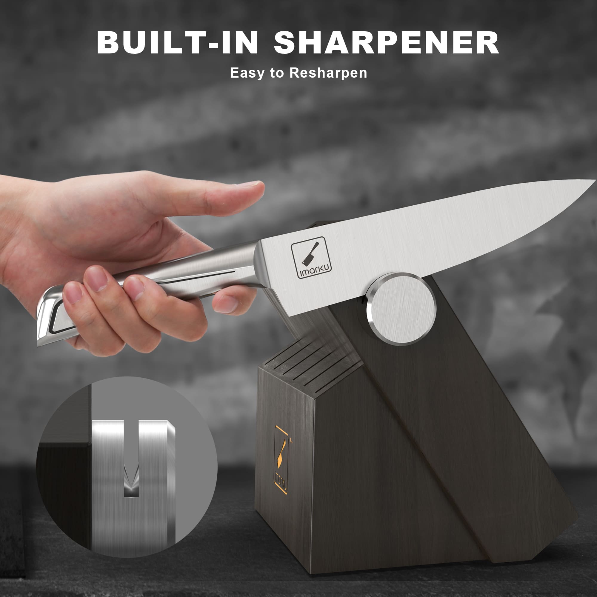 self sharpening knife set with sharpener