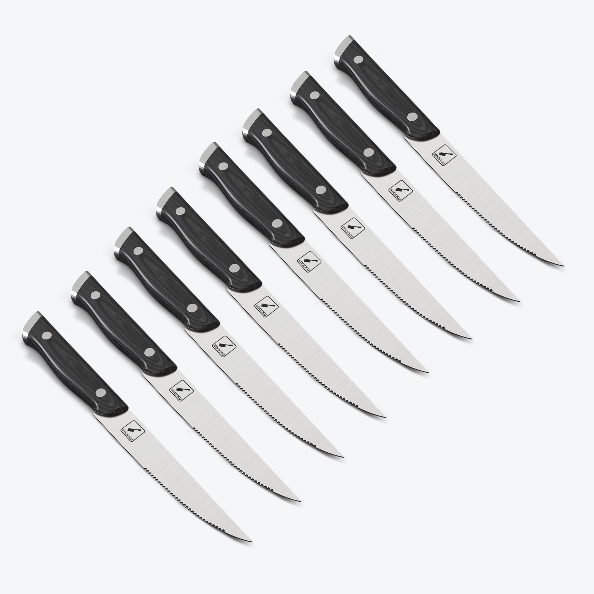 Stainless Steel Serreated Steak Knife Set Black Painted Wood 5" Imarku - IMARKU
