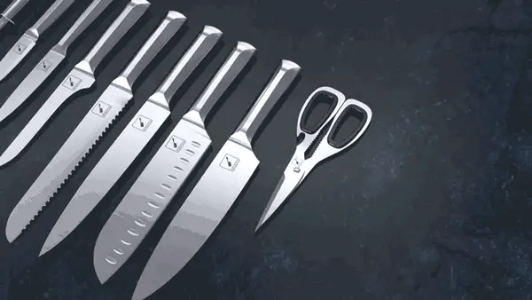 stainless steel knife set with block