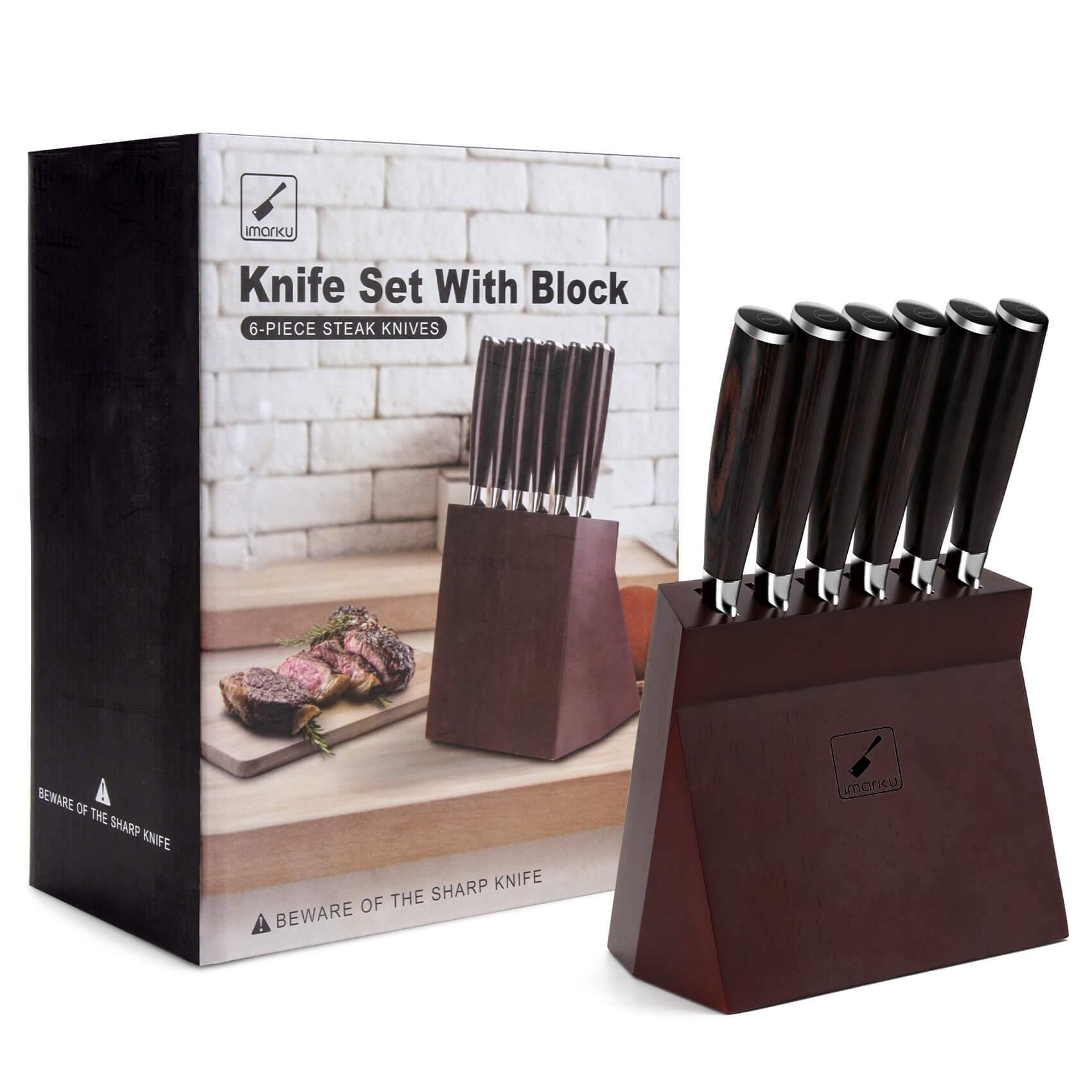 6-Piece 9.25 Inch Serrated Steak Knives Set German Stainless Steel Knife Set imarku