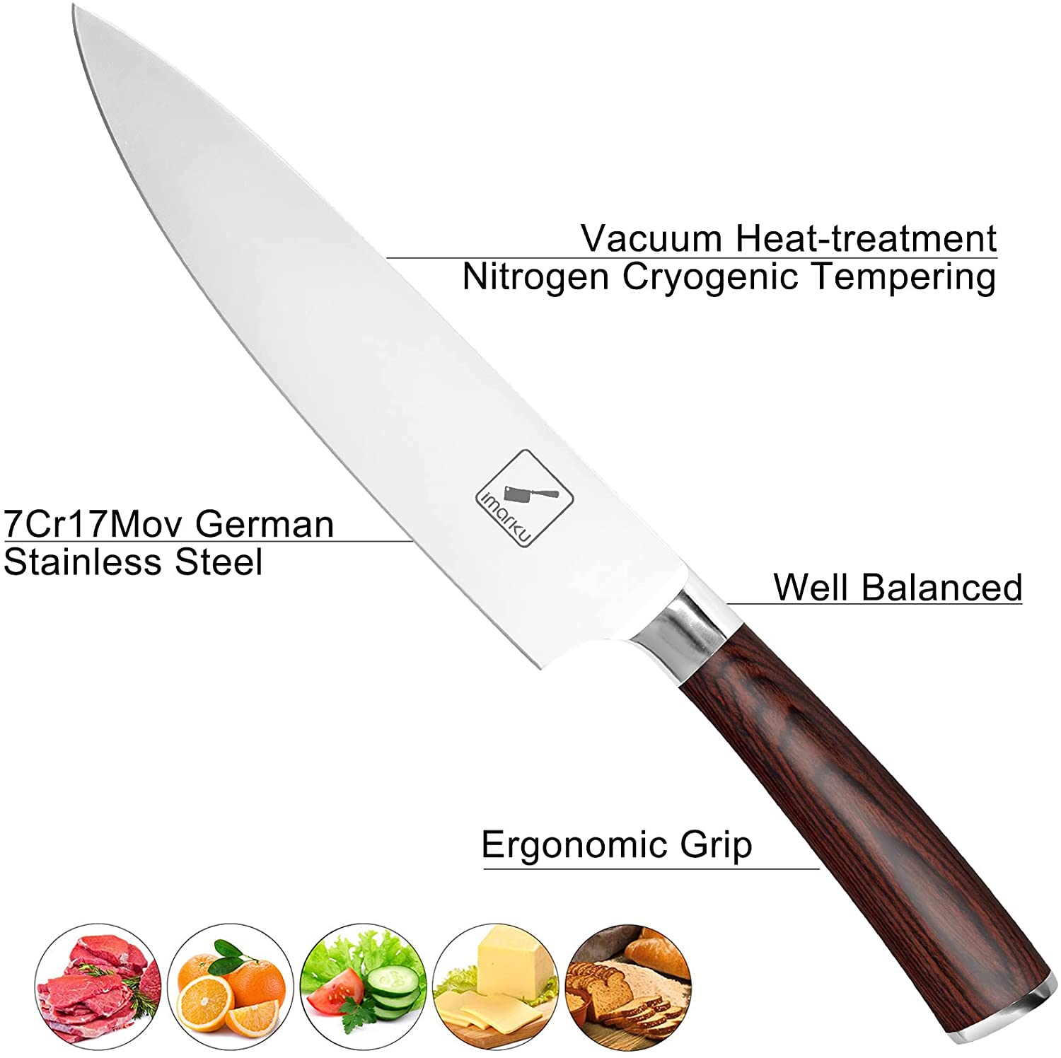 Chef's Knife 8" with Red Handle - iMarku ® - iMarku ®