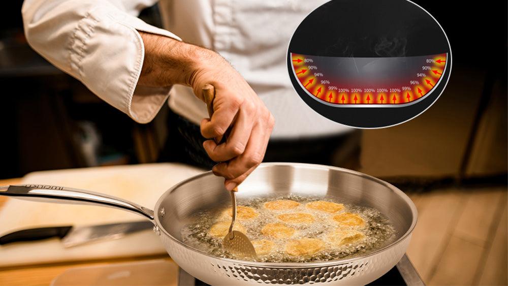 frying food with stainless steel