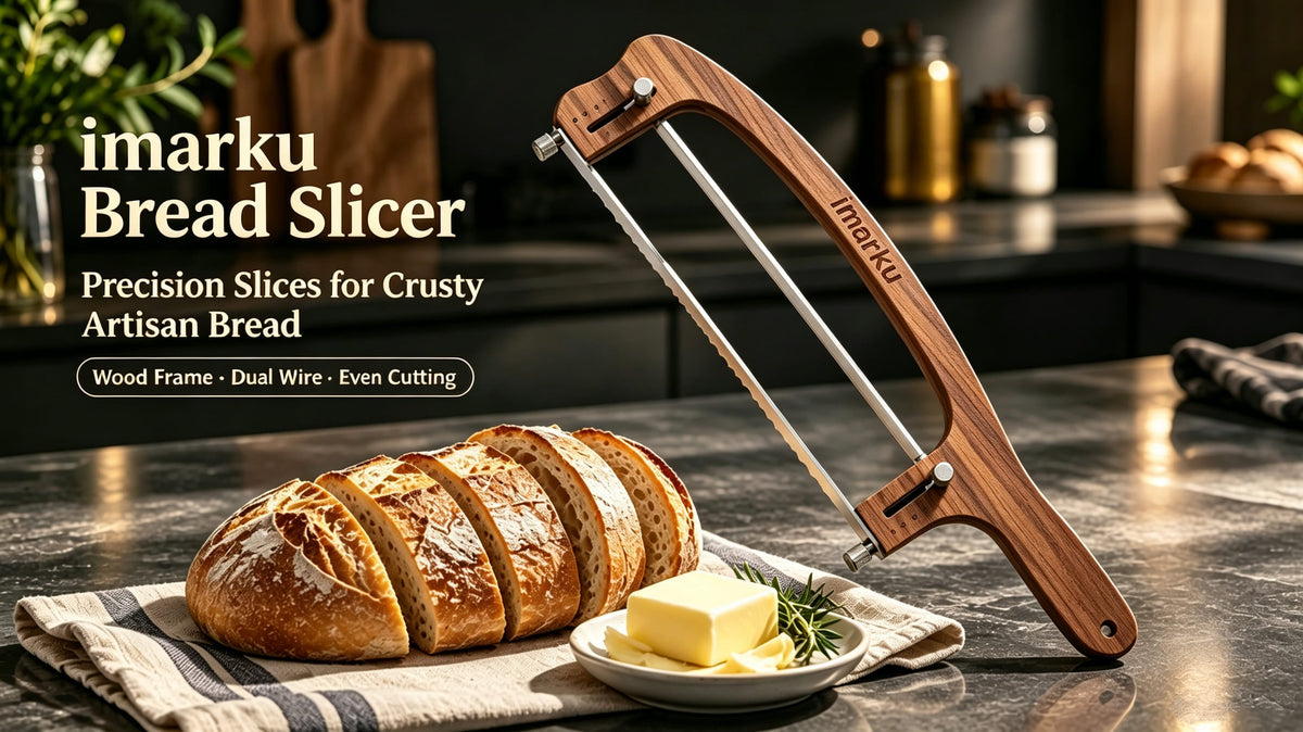 imarku wood bread slicer bow, sourdough bread cutter premium kitchen tool