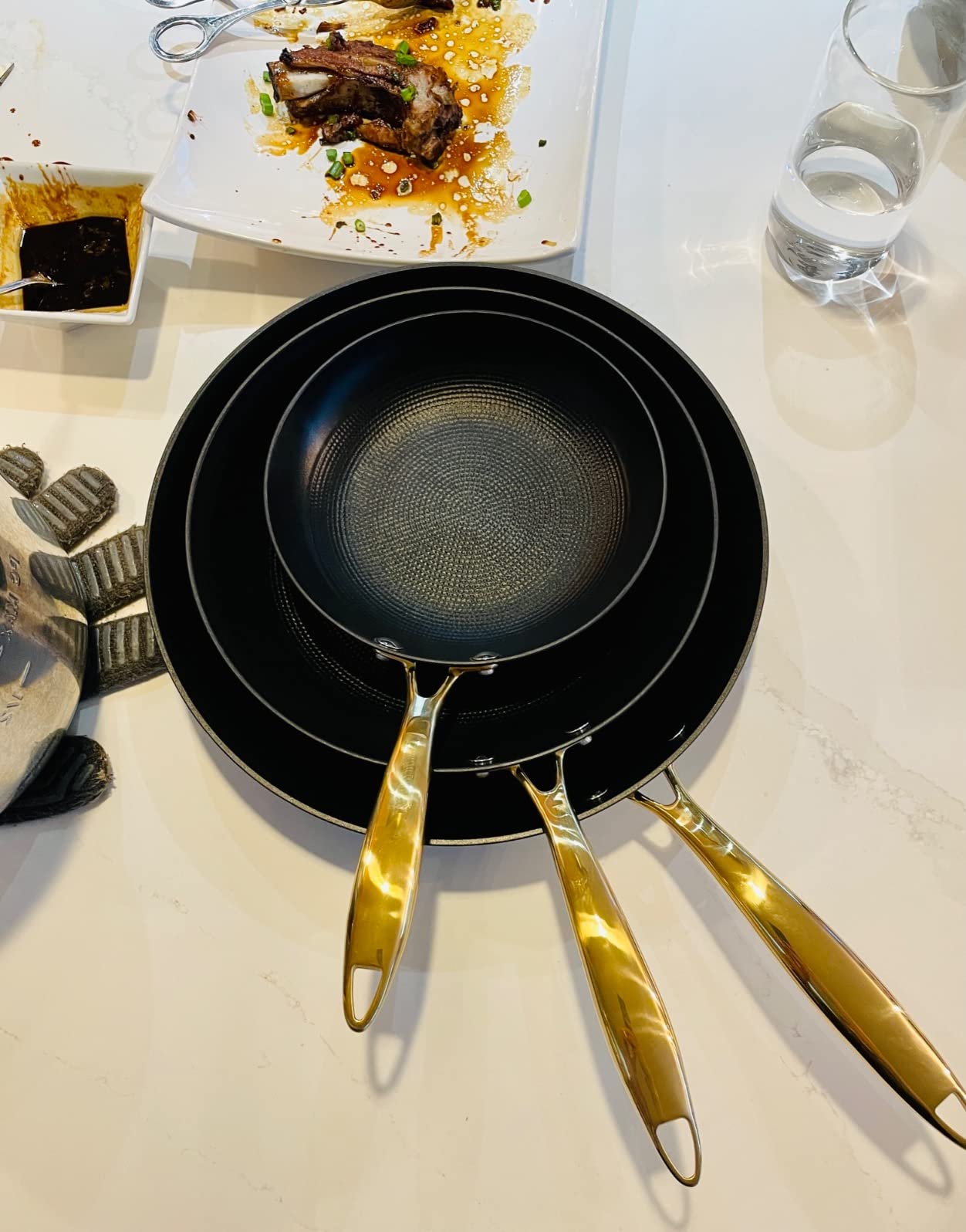 Thyme & Table Non-Stick 12 Piece Gold Pots And Pans Cookware Set