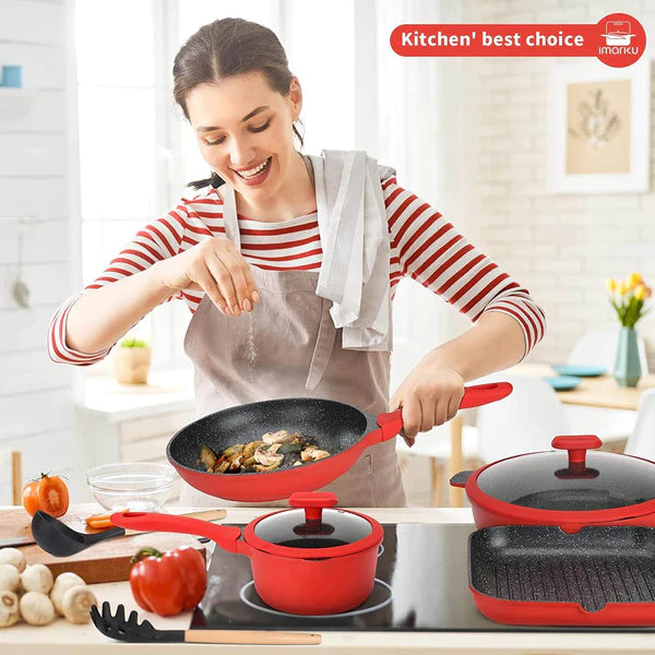 Red cookware ste for electric stove