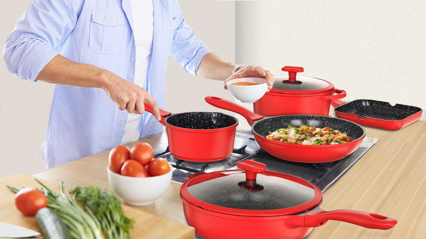 Red cookware ste for electric stove