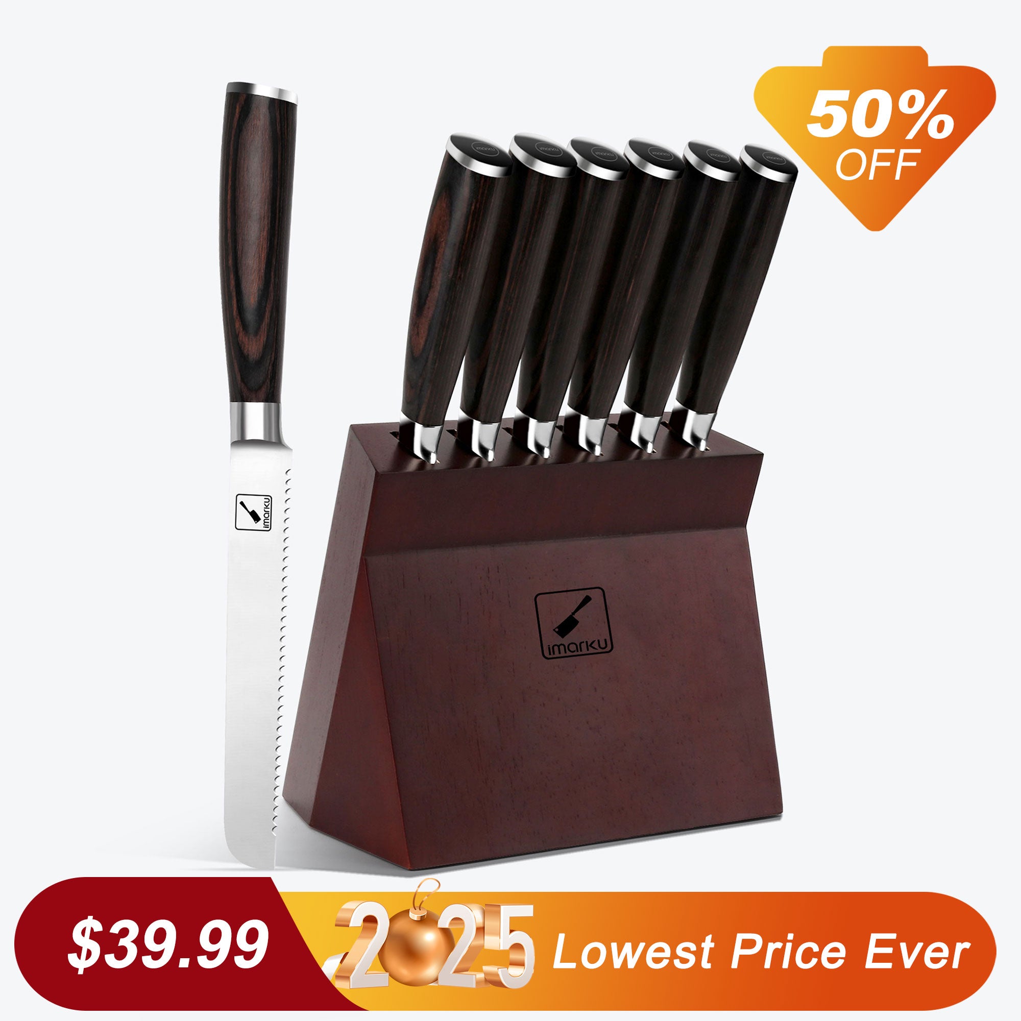 imarku 6 piece steak knives with knife block