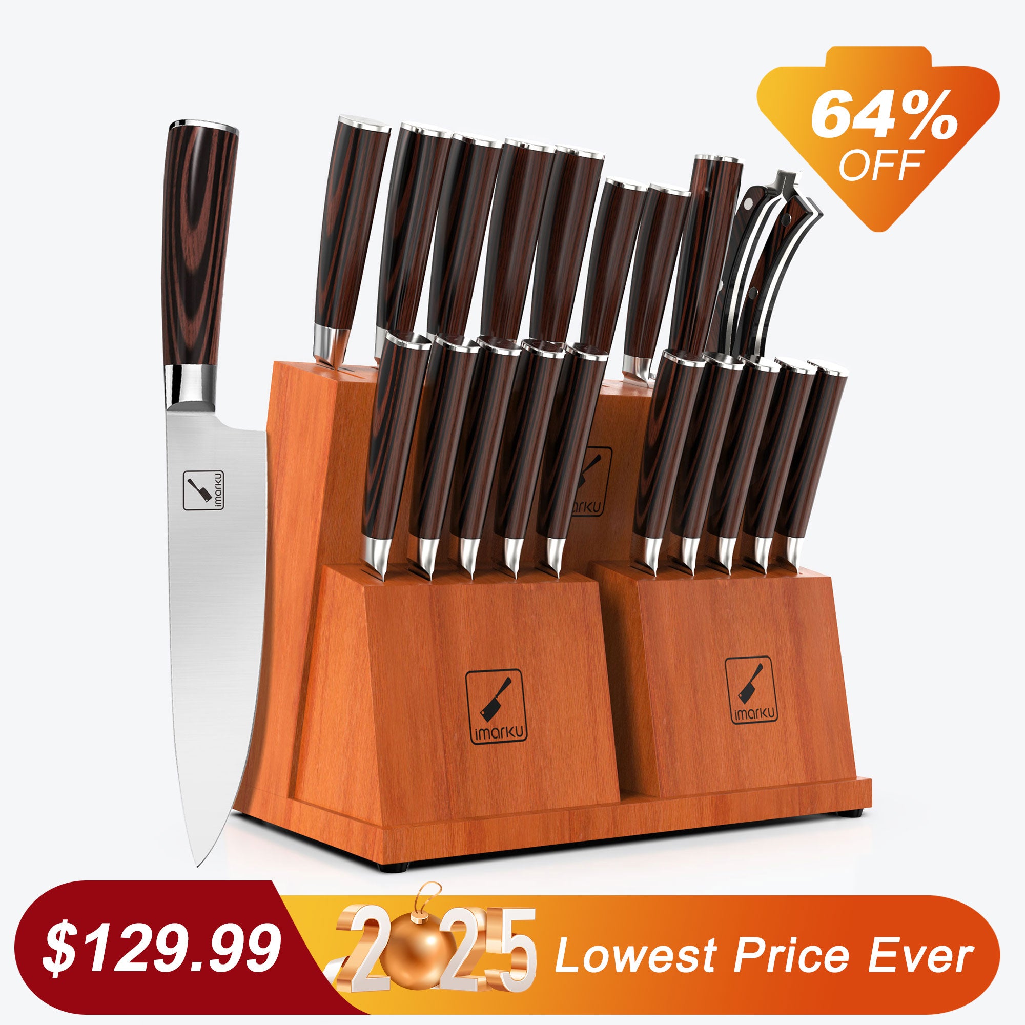 All-in-one Full Tang Knife Set with 10Pcs Steak Knives