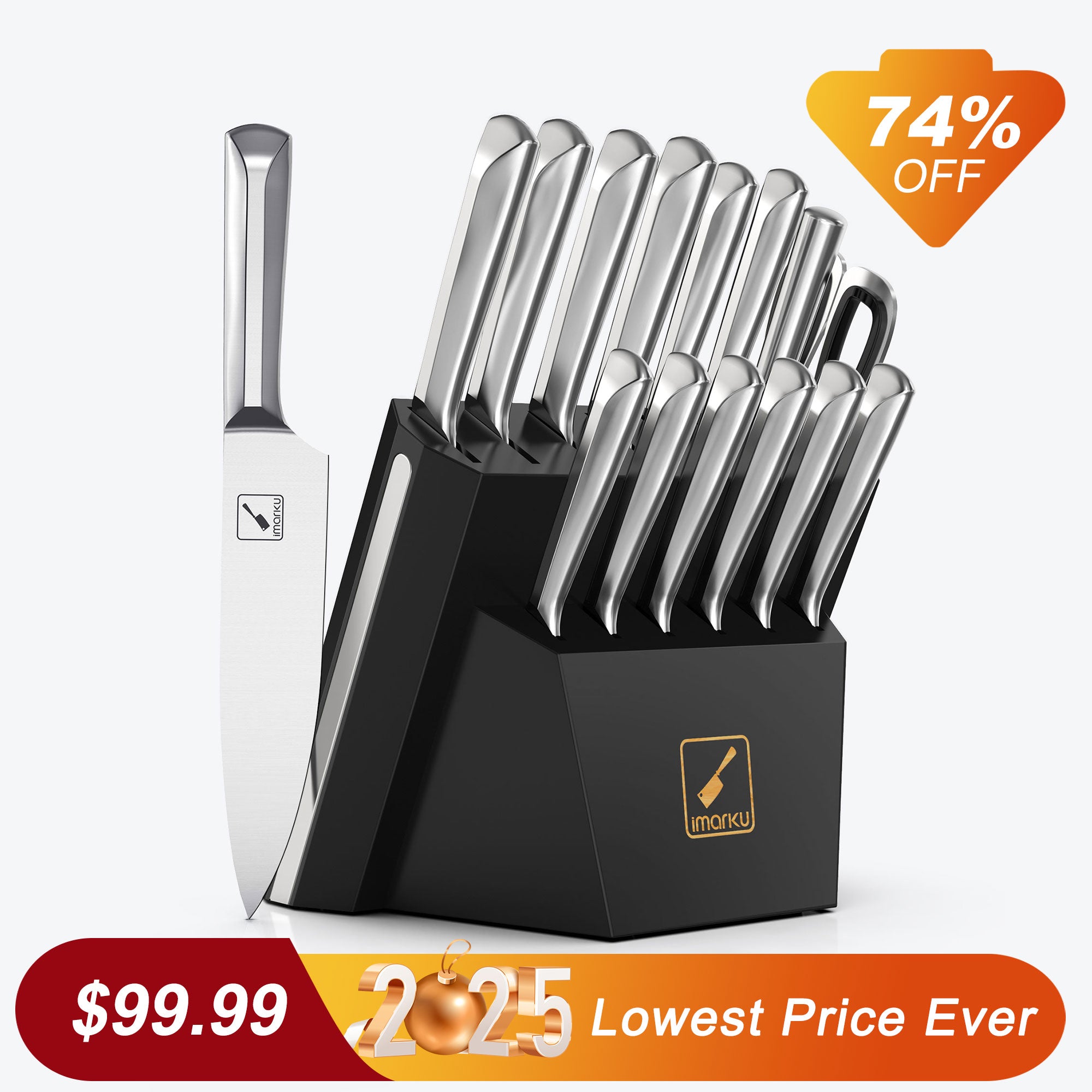 imarku 74% off kitchen knife set with klitchen shears