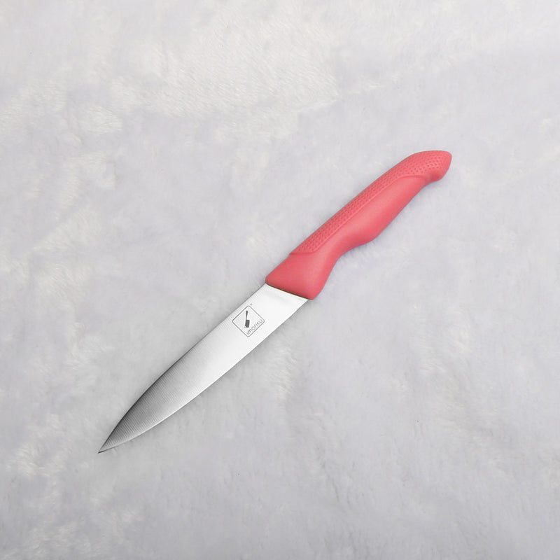 Red Knife Set with Built-in Sharpener Stainless Steel Blades PP Handles ...
