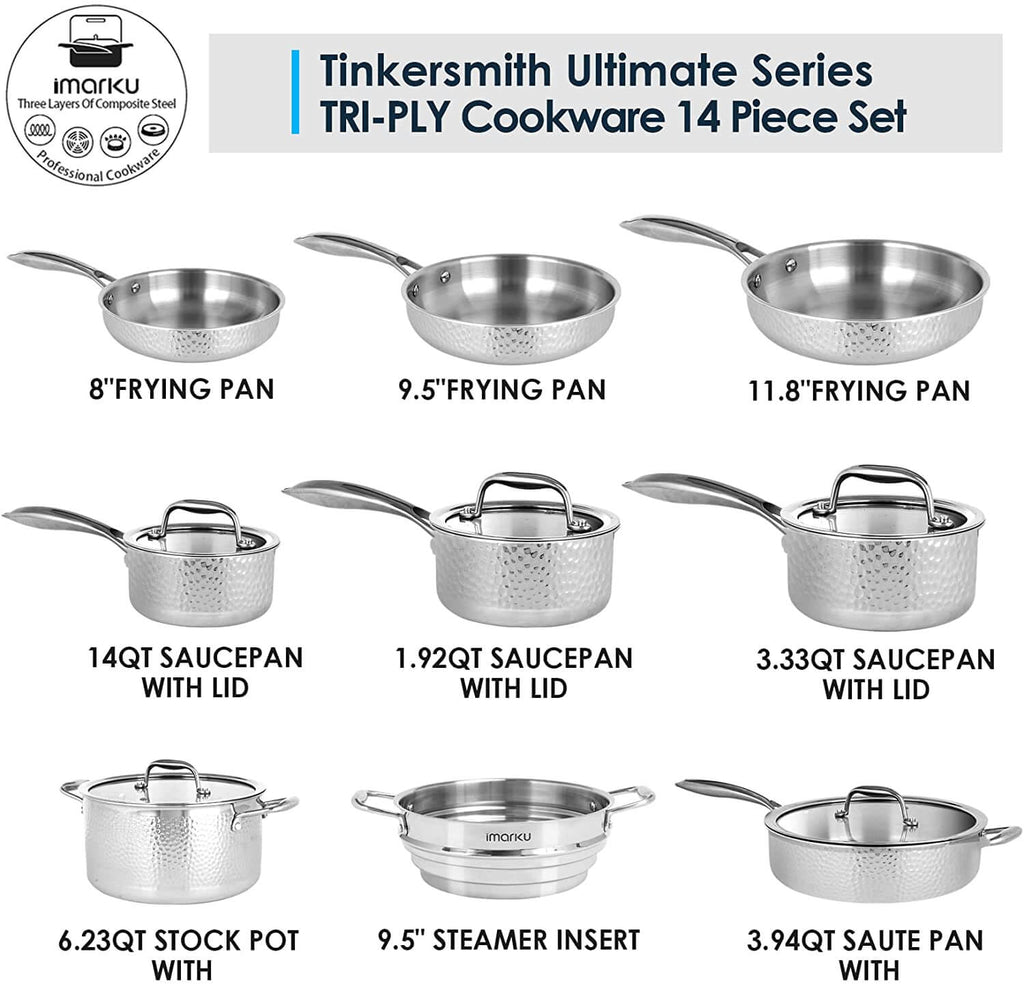 Tri-ply Clad Stainless Steel Cookware Set