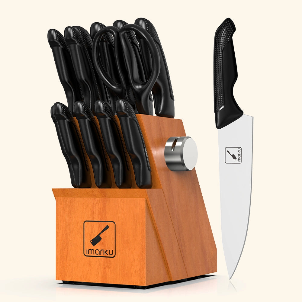 Knife Set with Stainless Steel Blades Black PP Handles