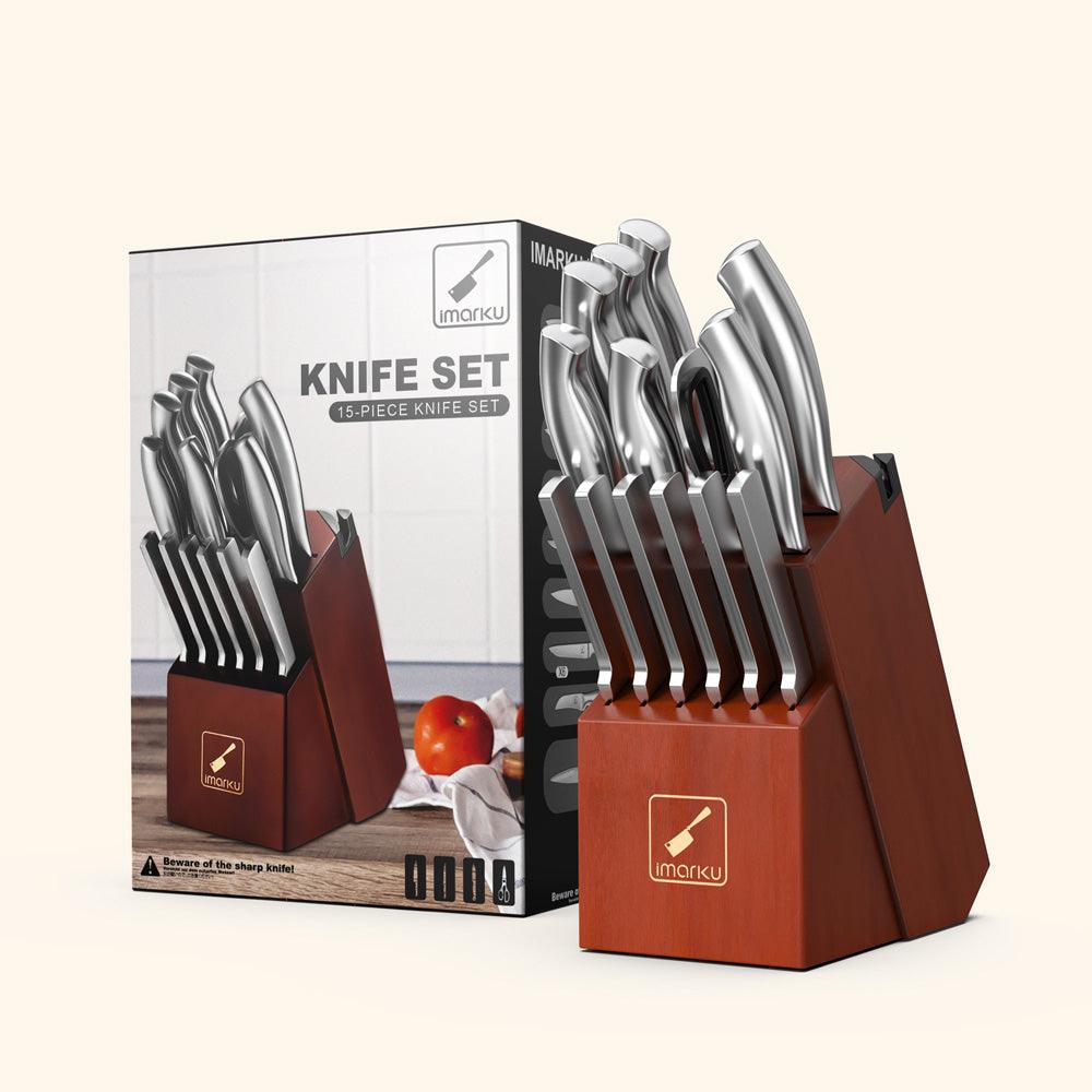 iMarku Knife Sets for Kitchen with Block, imarku Knife Set 15-Pieces High  Carbon German Steel