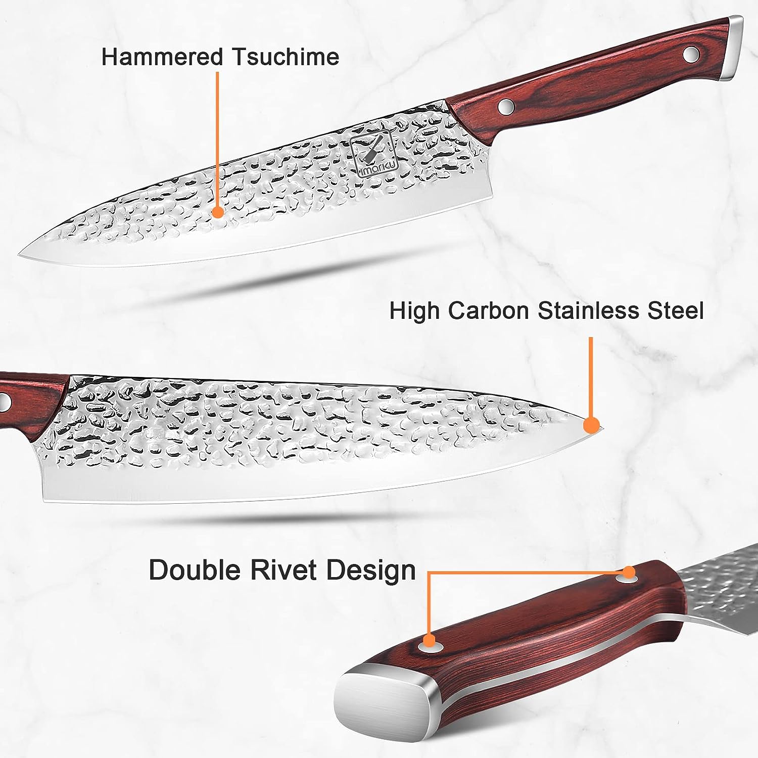 Hammered Japanese Knife Set with Steak Knives