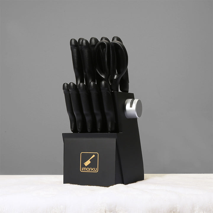 Knife Set with Stainless Steel Blades Black PP Handles