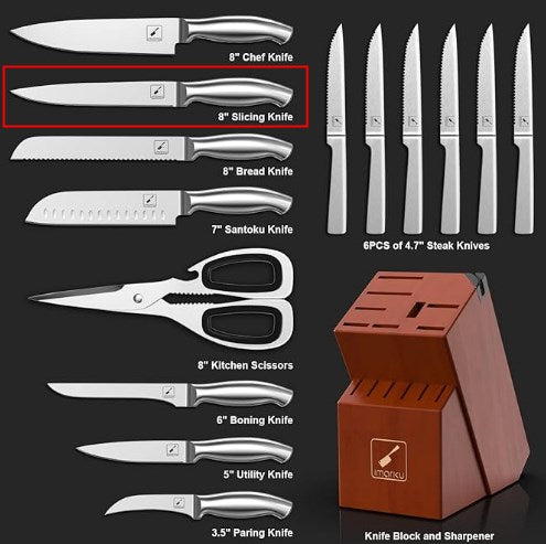 One slicing knife of  15-Piece Knife Block Set