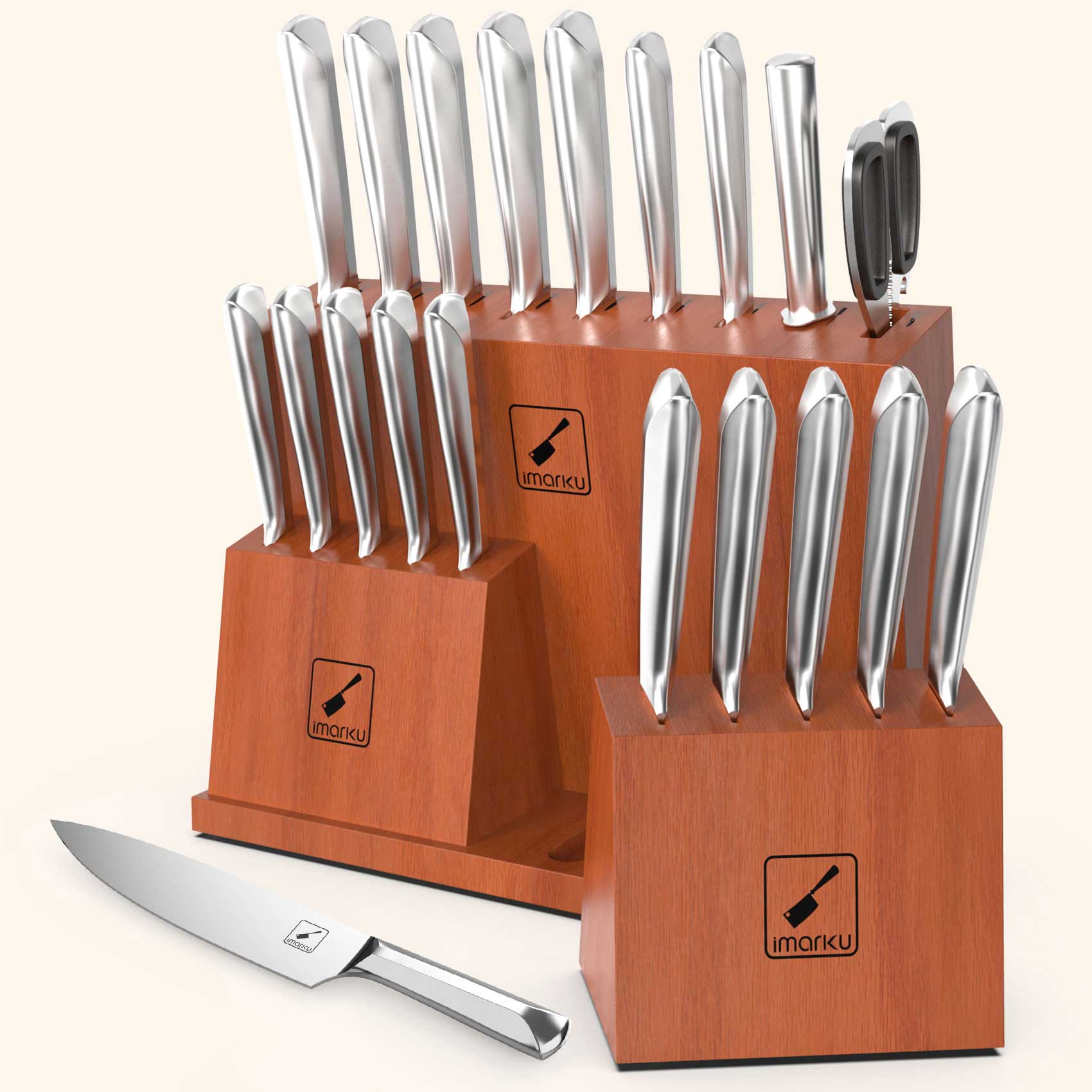 All-in-one Full Tang Knife Set with 10Pcs Steak Knives