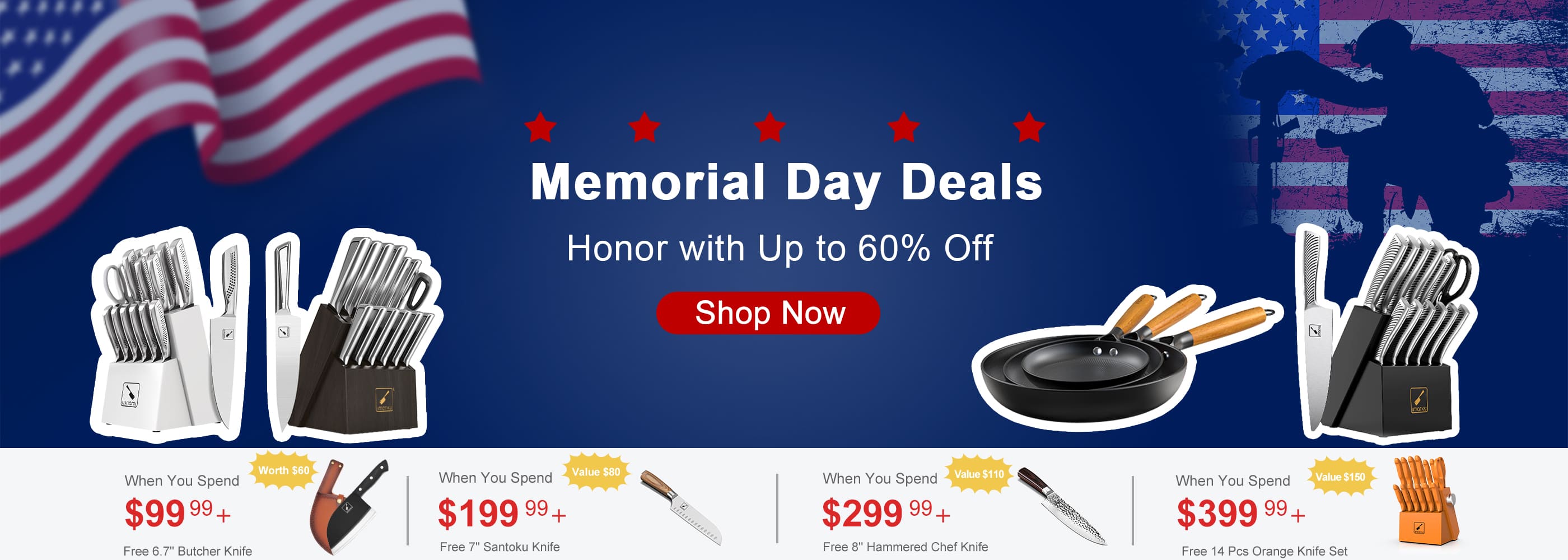 imarku merorial day deals with free chef knife