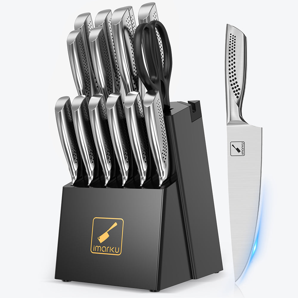 imarku 15pc black knife block set