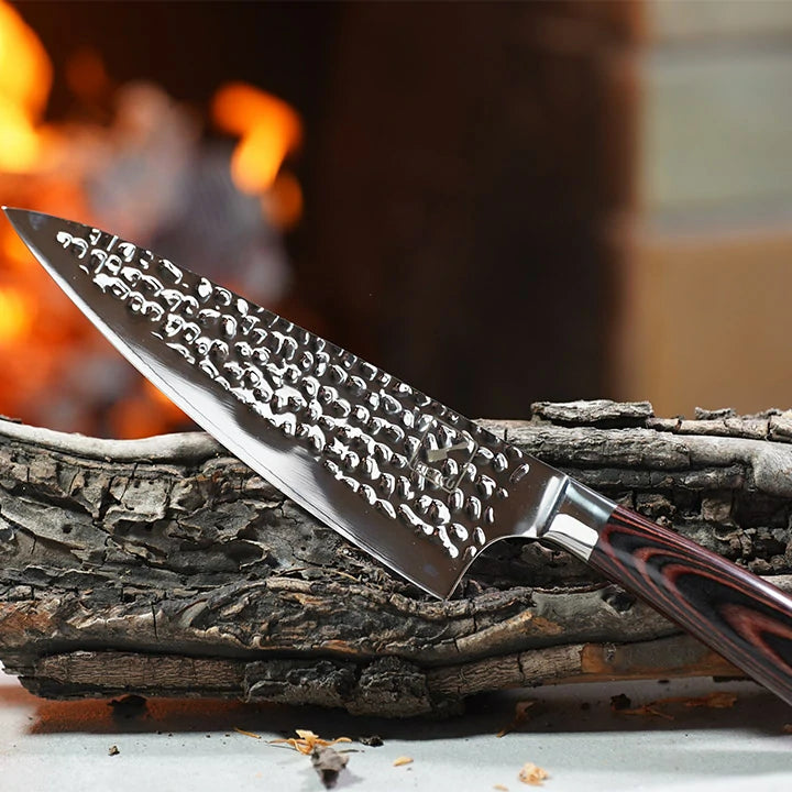 imarku Damascus Chef Knife, 8 inch Kitchen Knife Ultra Sharp Cooking Knife  HC German Stainless Steel Japanese Knife for Kitchen, Hand-Hammered Design