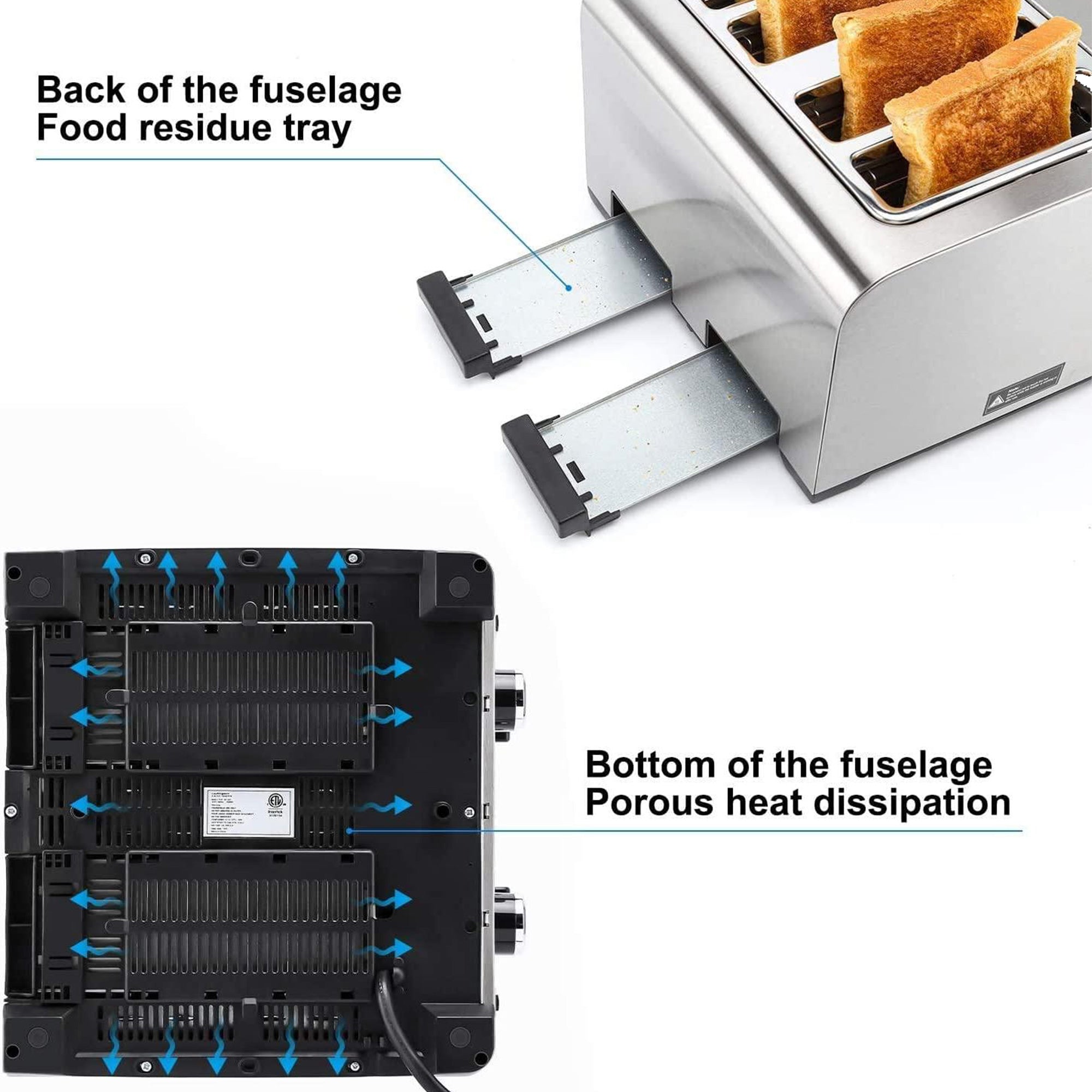 4 Slice Wide Slot Toaster | LauKingdom