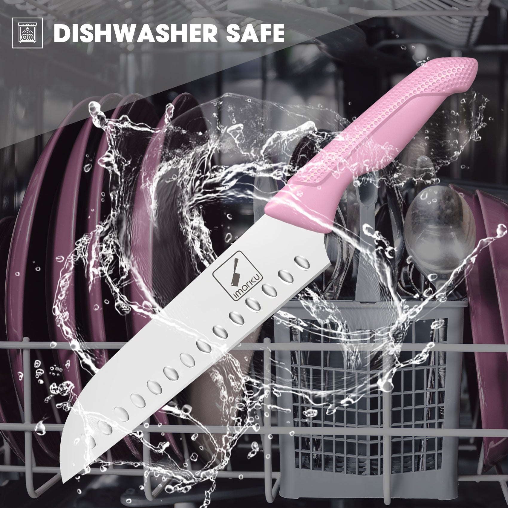 Pink Knife Set with Block 14-Piece Stainless Steel Knives for Kitchen