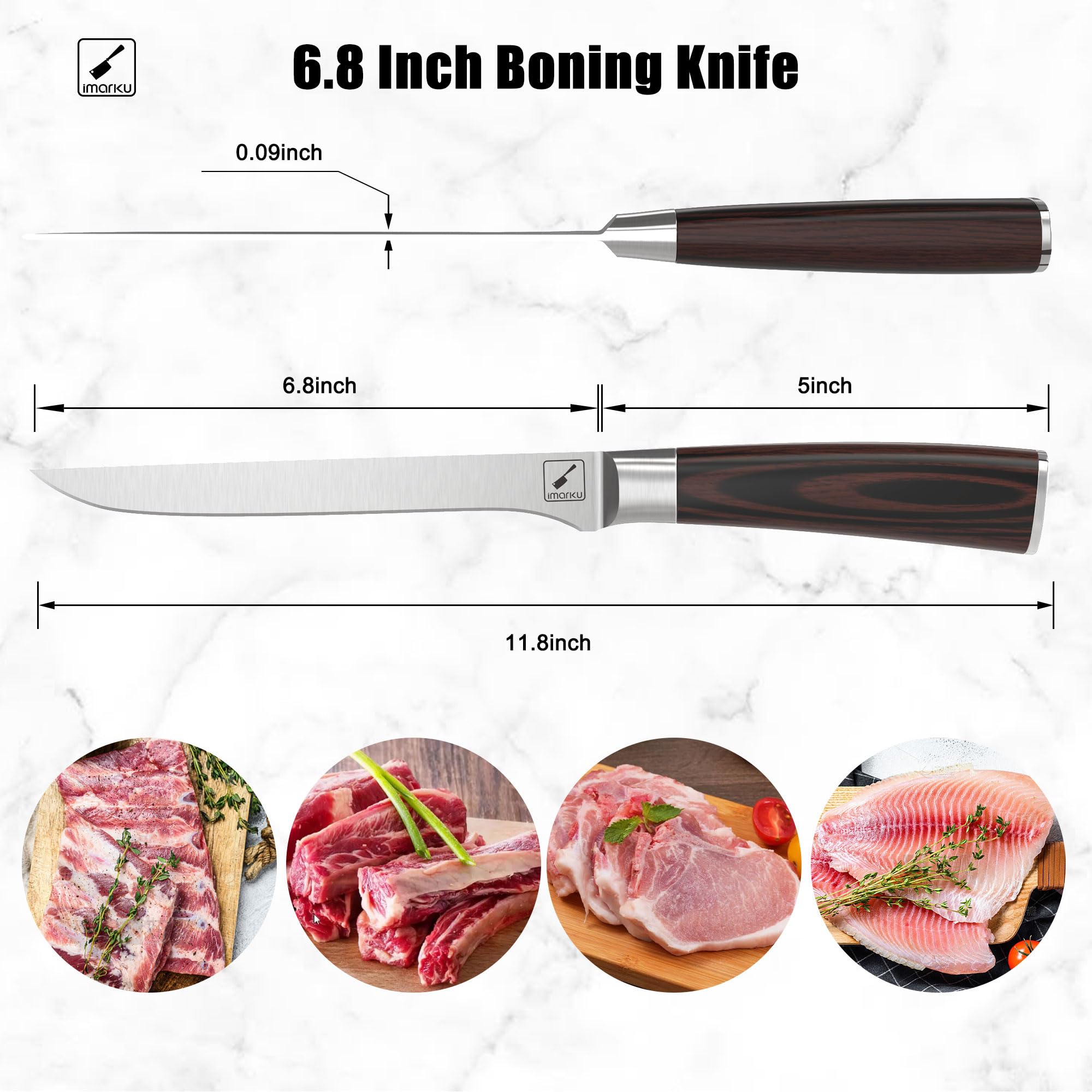 6 Inch Boning Knife German High Carbon Steel Fillet Knife with Gift Box - IMARKU